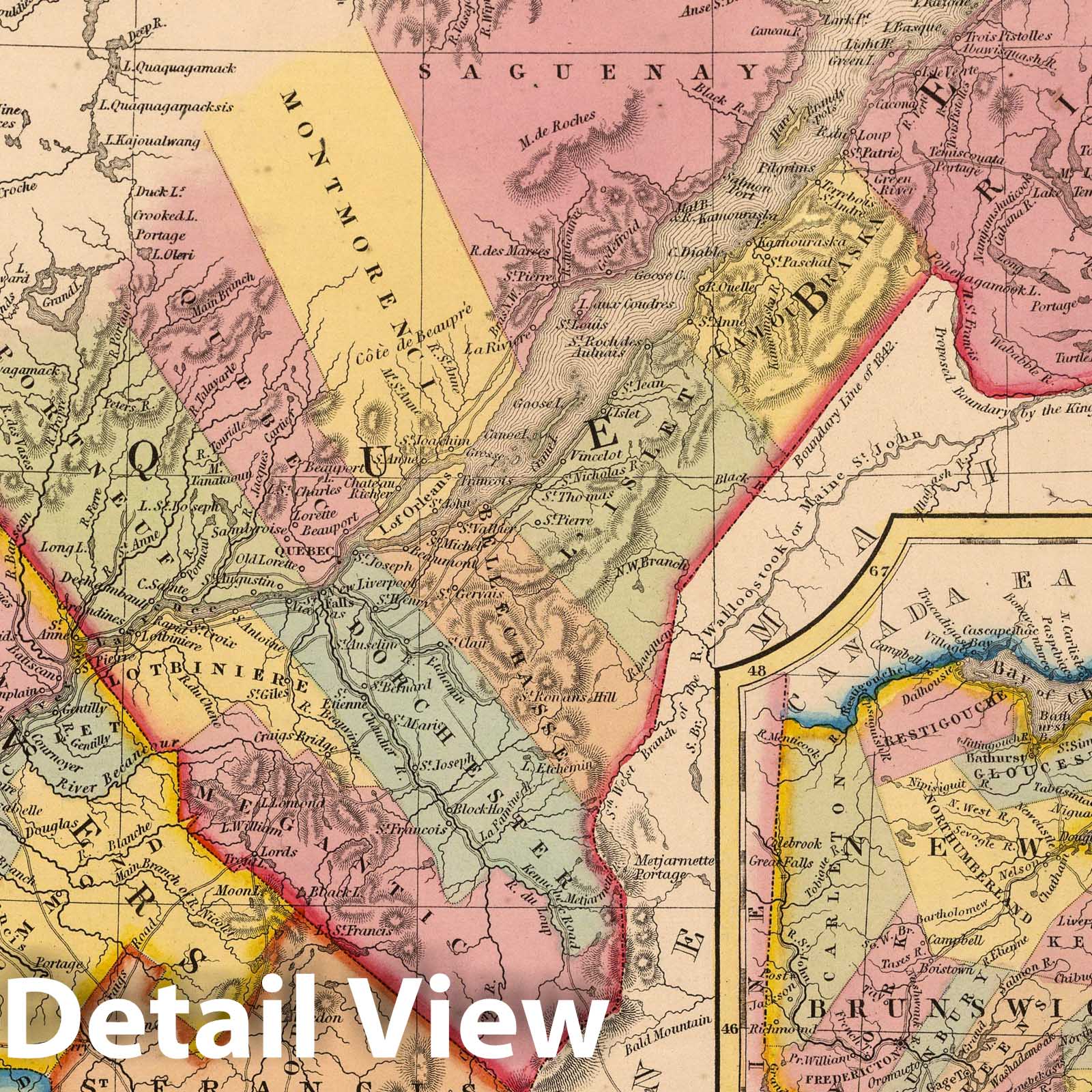 Historic Map : 1853 Canada East, Formerly Lower Canada - Vintage Wall Art