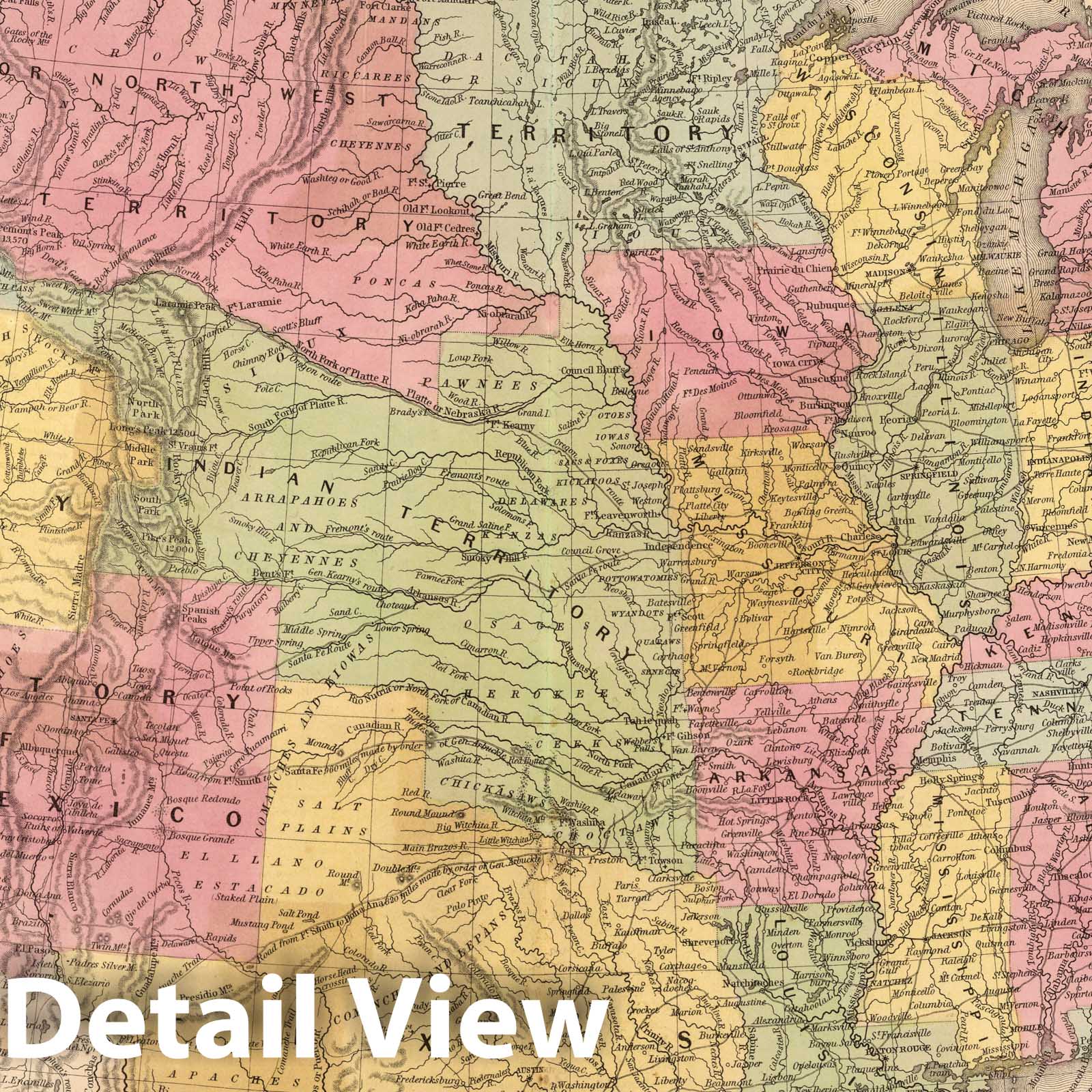 Historic Map : 1853 A New Map of The United States of America - Vintage Wall Art