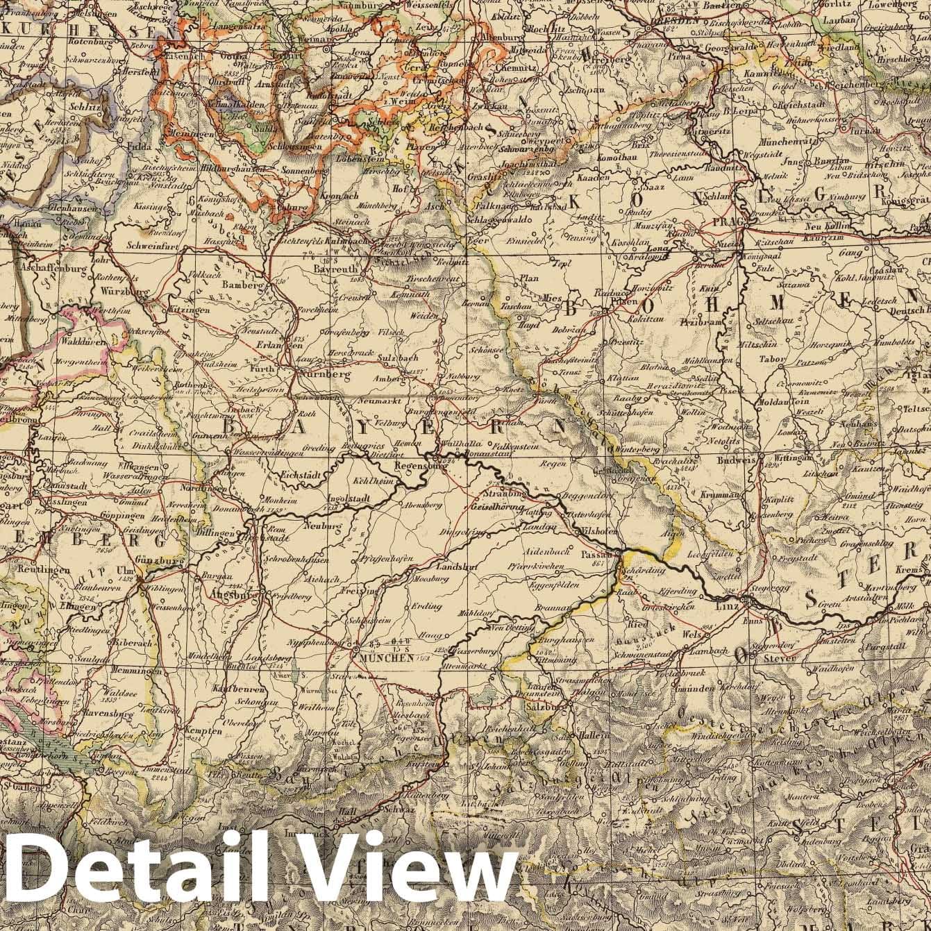 Historic Map : Germany; Poland, Europe, Central 1864 Deutschland. , Vintage Wall Art