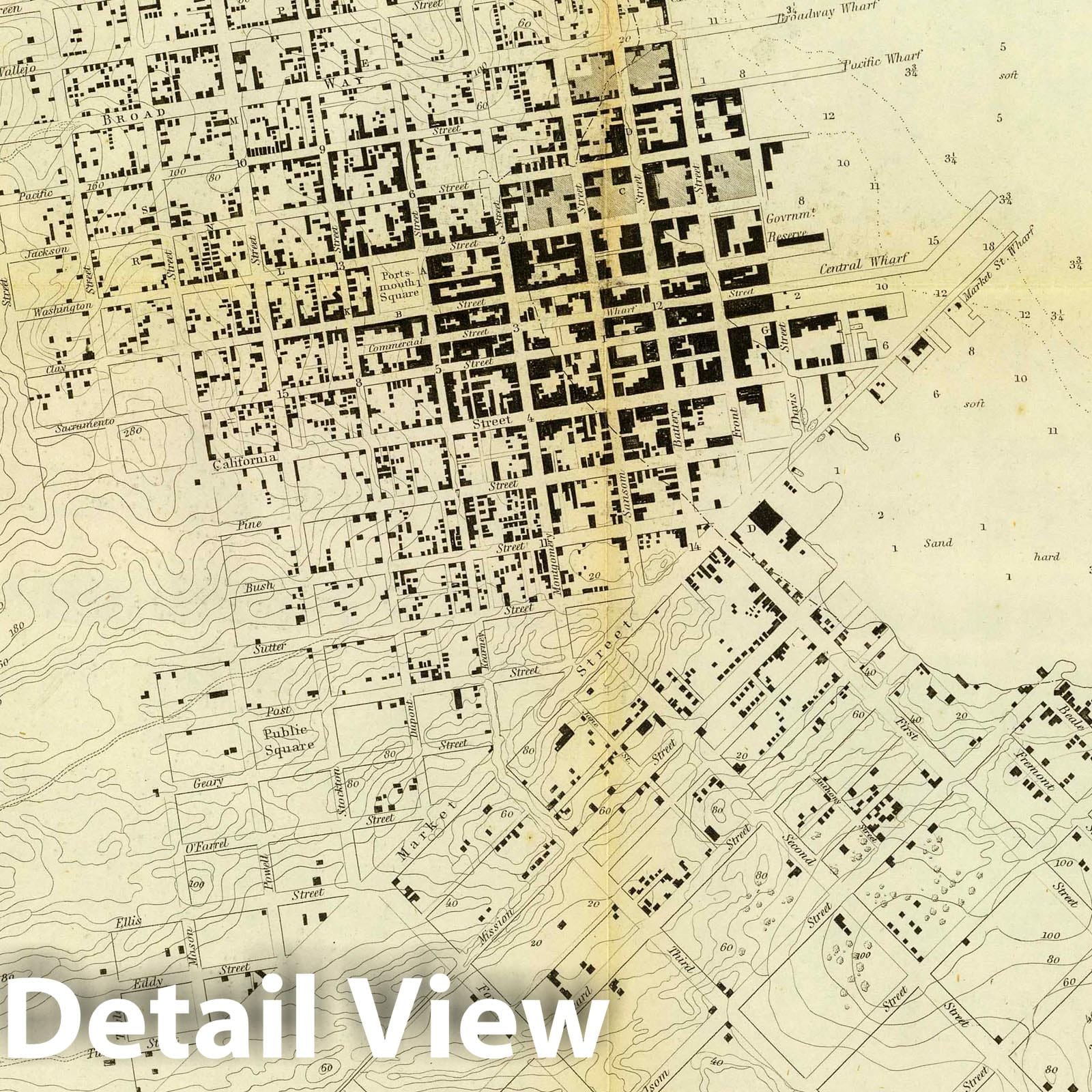Historic Map : Chart Atlas - 1853 San Francisco & Vicinity. - Vintage Wall Art