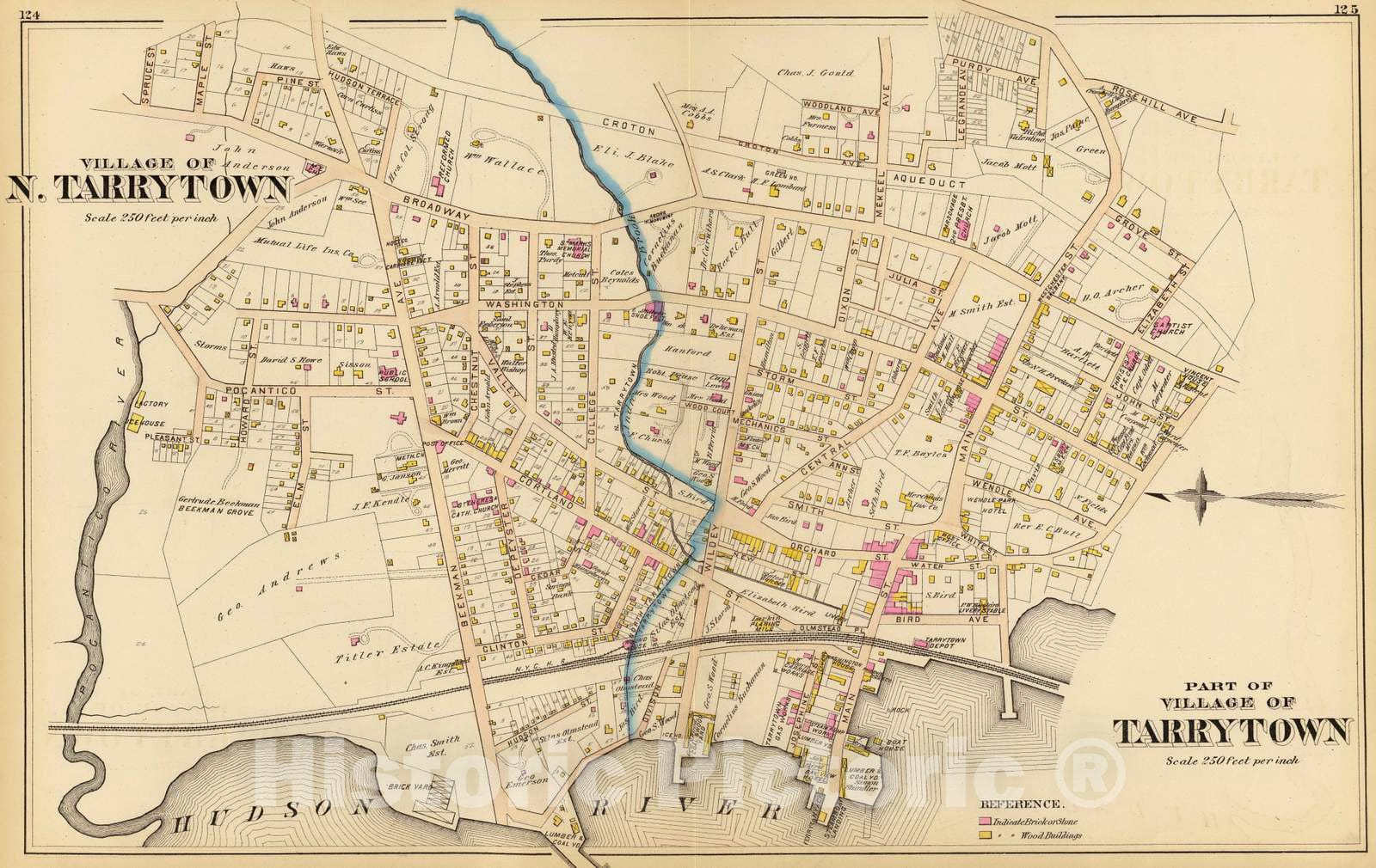 Historic Map : 1881 N. Tarrytown, Tarrytown. - Vintage Wall Art