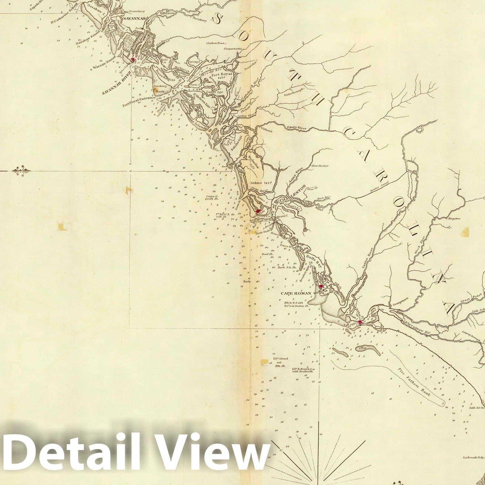 Historic Map : Chart Atlas - 1827 The Coast of The United States from New York to St. Augustine (4th Sheet) - Vintage Wall Art