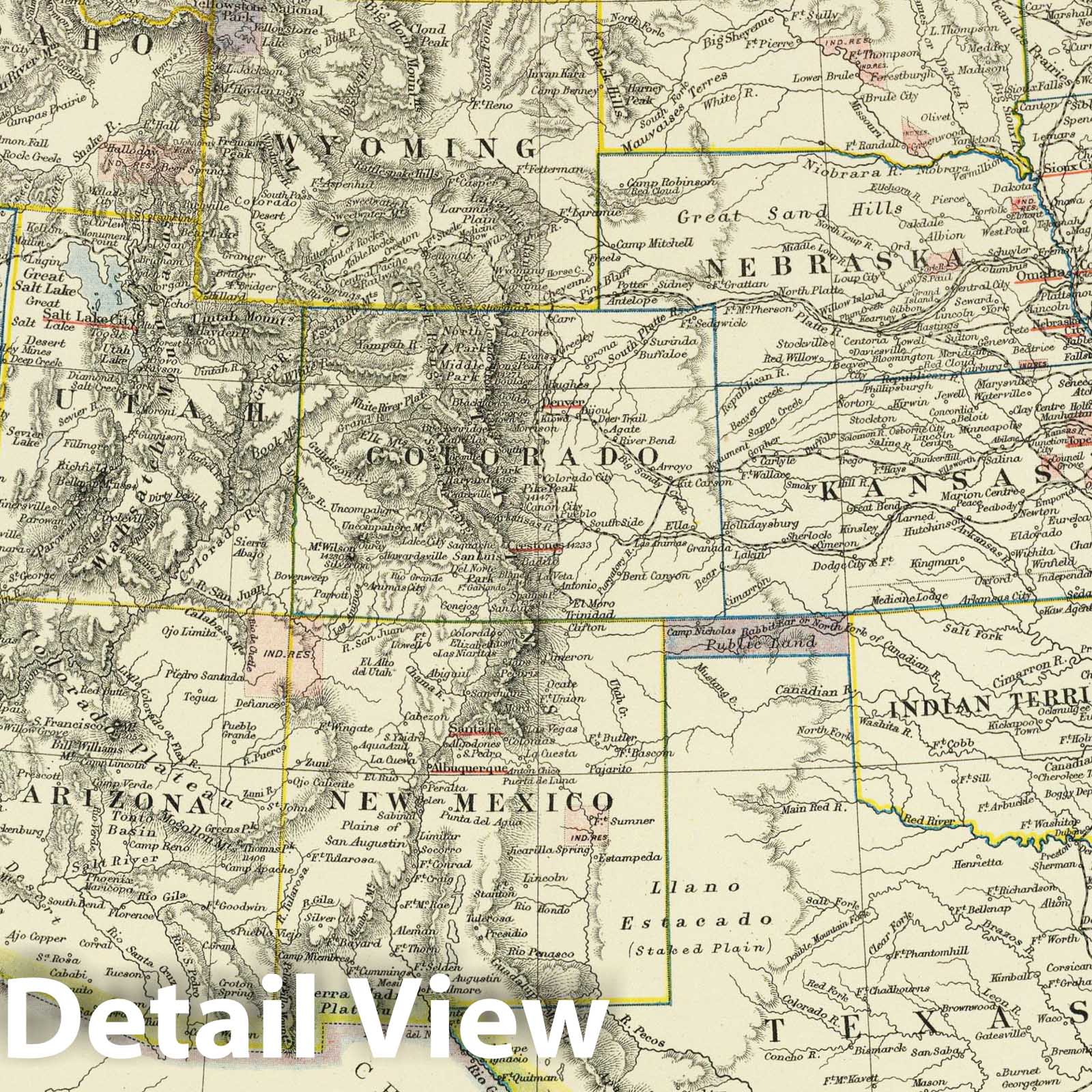 Historic Map : United States, U.S. West, 1883 U.S. Western. , Vintage Wall Art