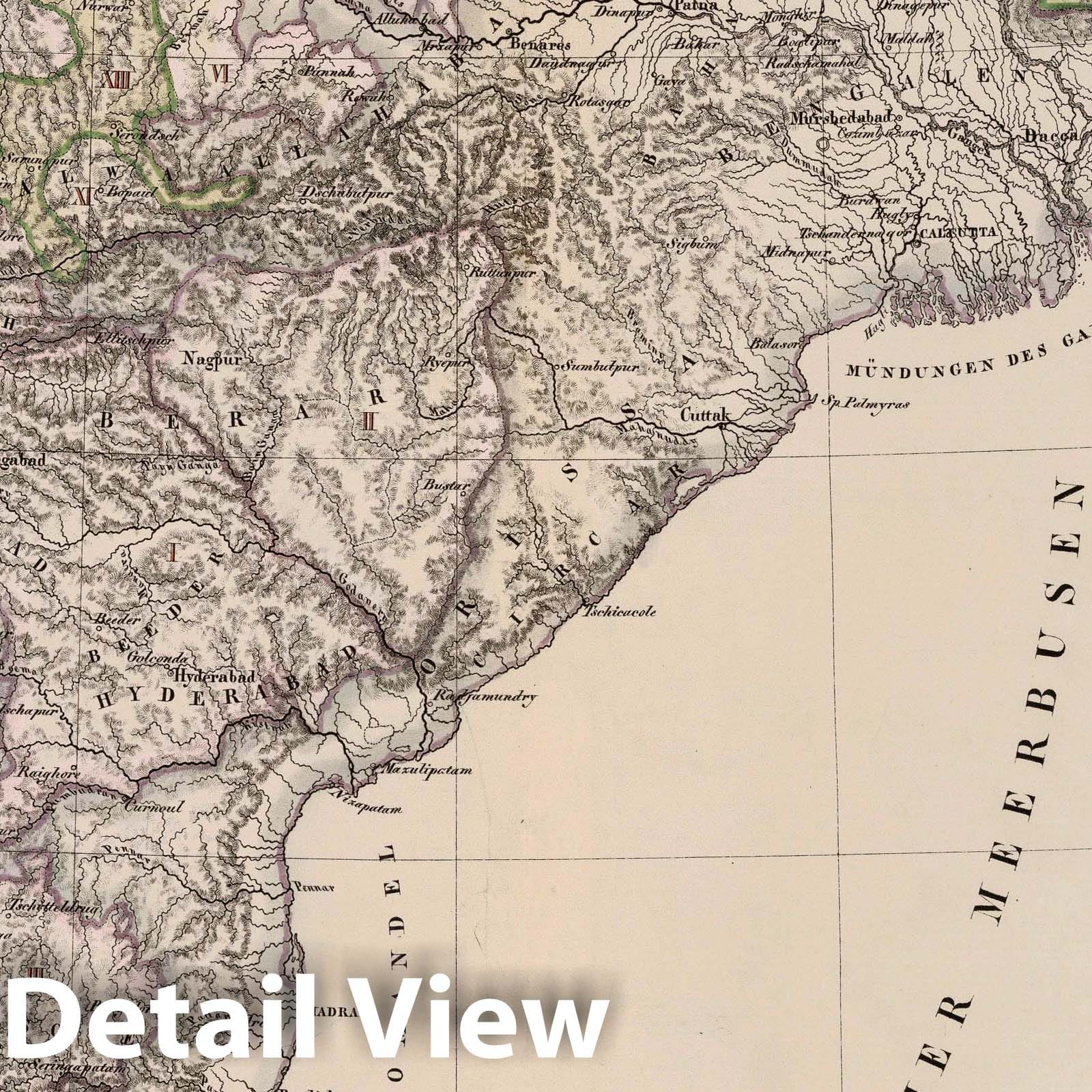 Historic Map : India; Pakistan; Nepal; Bangladesh, 1824 Hindustan. Berlin 1824. R.v.L. , Vintage Wall Art
