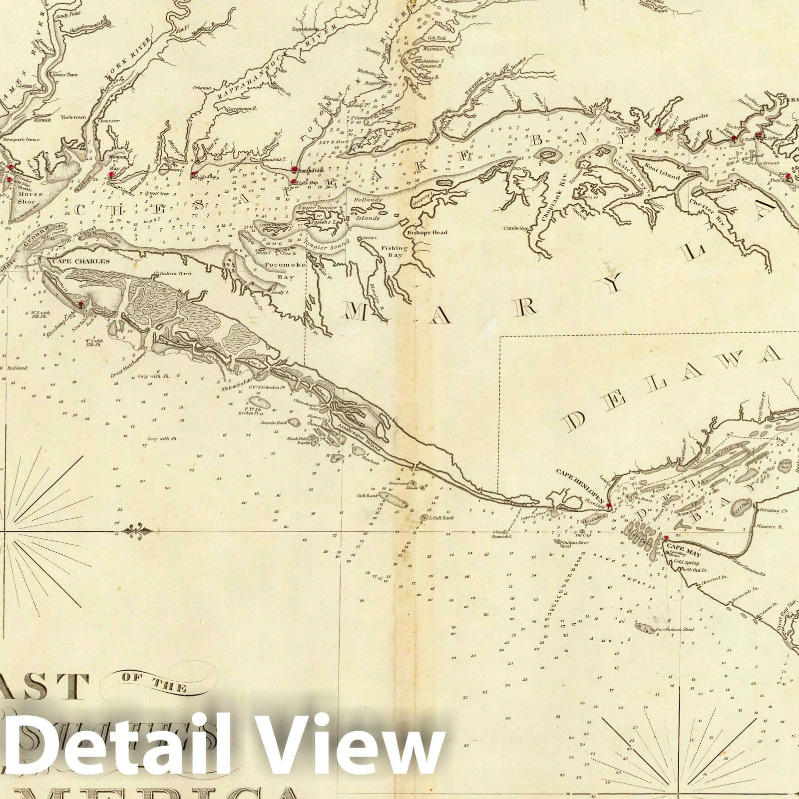 Historic Map : Chart Atlas - 1827 The Coast of The United States from New York to St. Augustine (2nd Sheet) - Vintage Wall Art