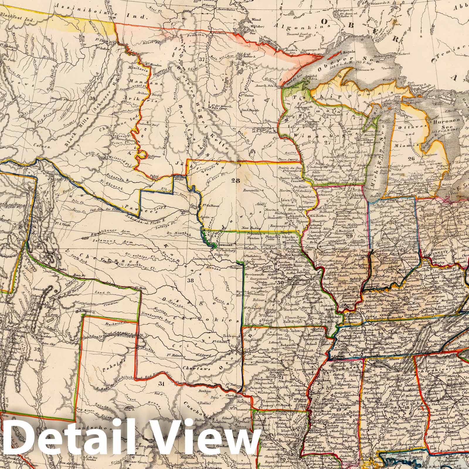 Historic Map : United States, 1855 Composite: Vereinigte Staaten v. Nordamerika. , Vintage Wall Art