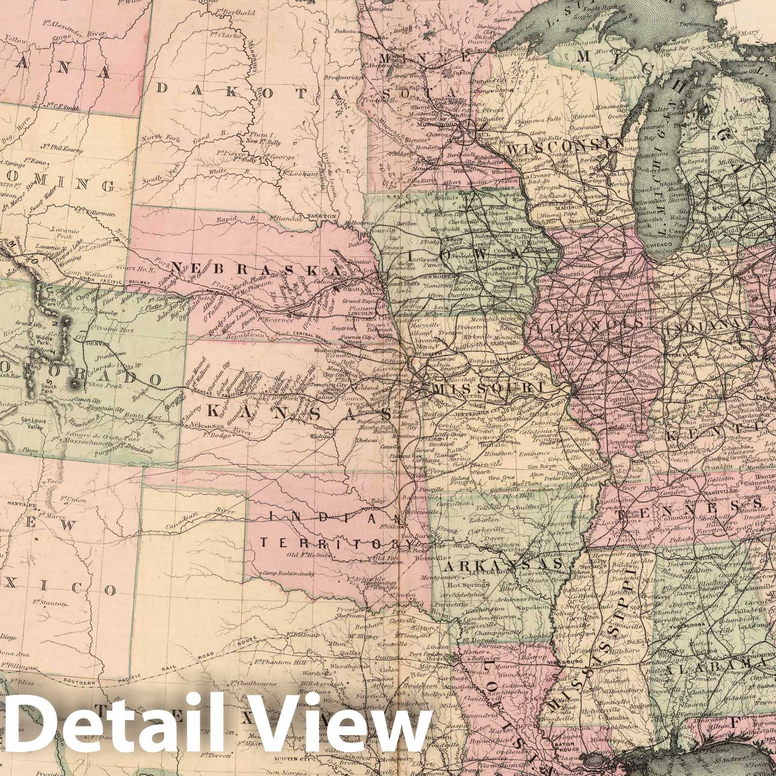 Historic Map : 1873 Map of The United States of America. - Vintage Wall Art