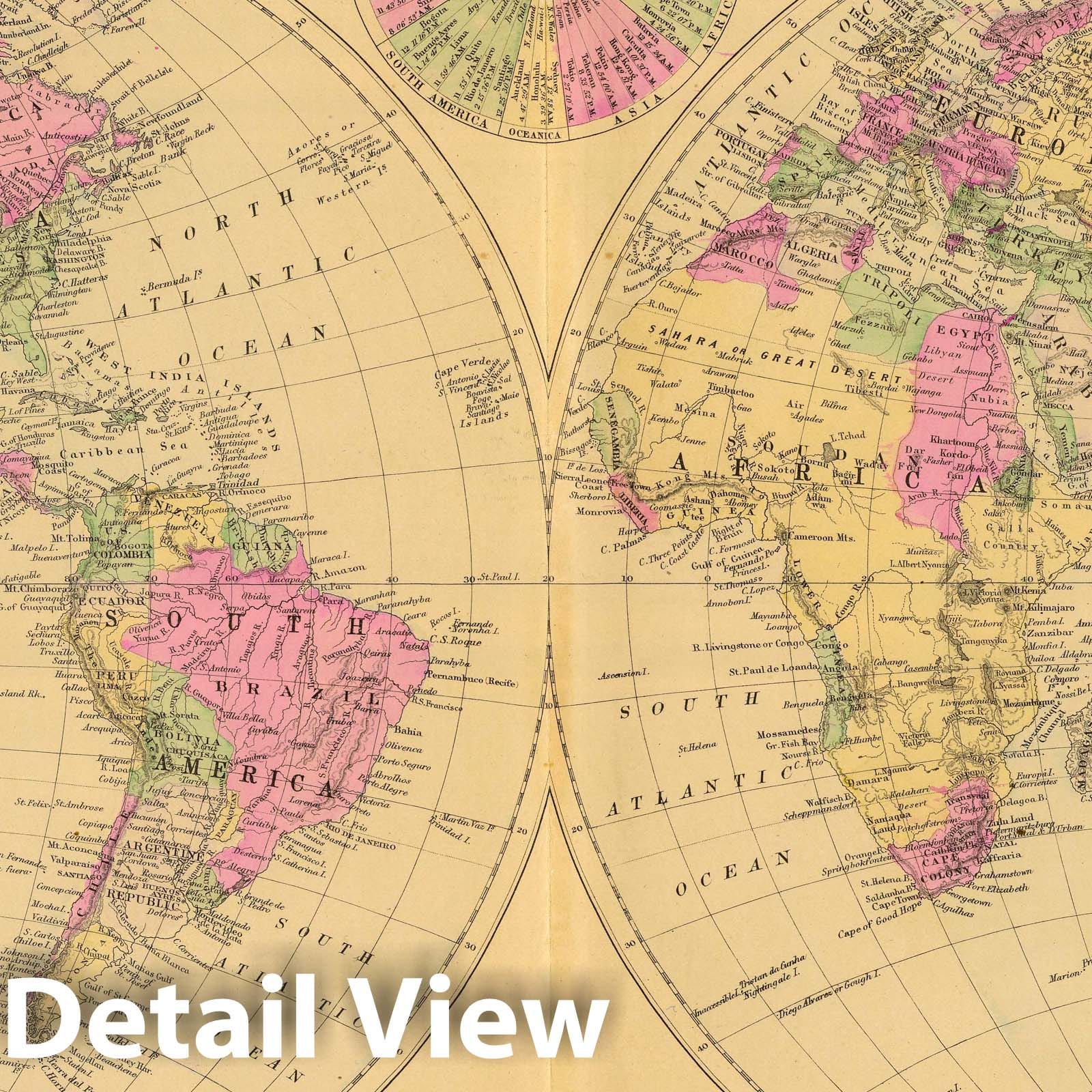 Historic Map : 1885 World. - Vintage Wall Art