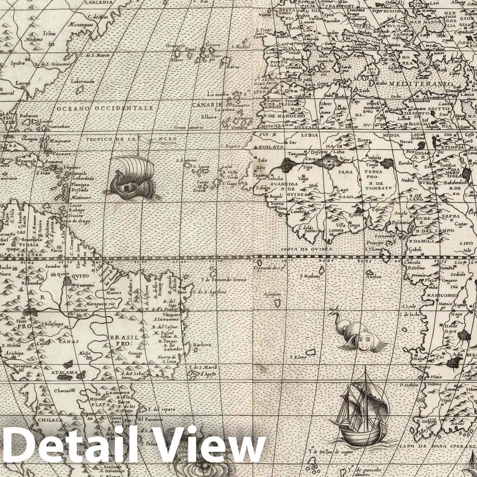 Historic Map : 1568 Pictorial Map - Universale Descrittione Di Tutta la Terra Conosciuta Fin Qui - Vintage Wall Art