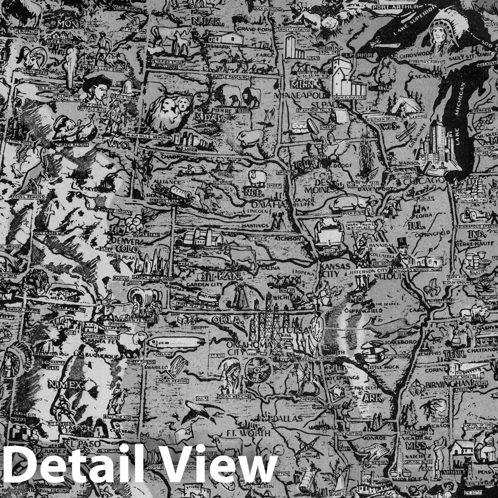 Historic Map : Colortext Story map of The United States of America, 1943 Pictorial Map - Vintage Wall Art