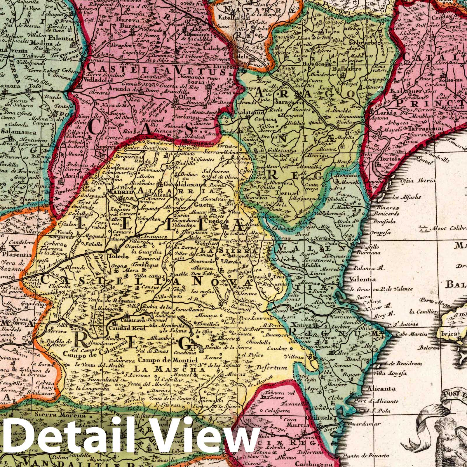 Historic Map : Spain, Iberian Peninsula 6. Hispania, 1727 Atlas , Vintage Wall Art