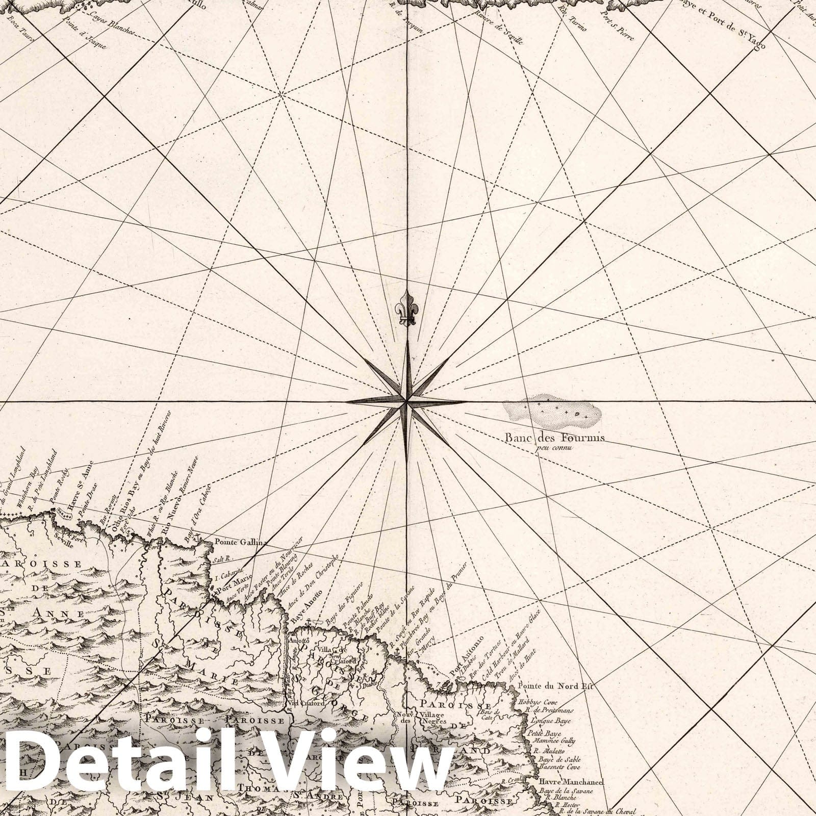 Historic Map : Jamaica, Carte Reduite de l'Isle de la Jamaique. , Vintage Wall Art