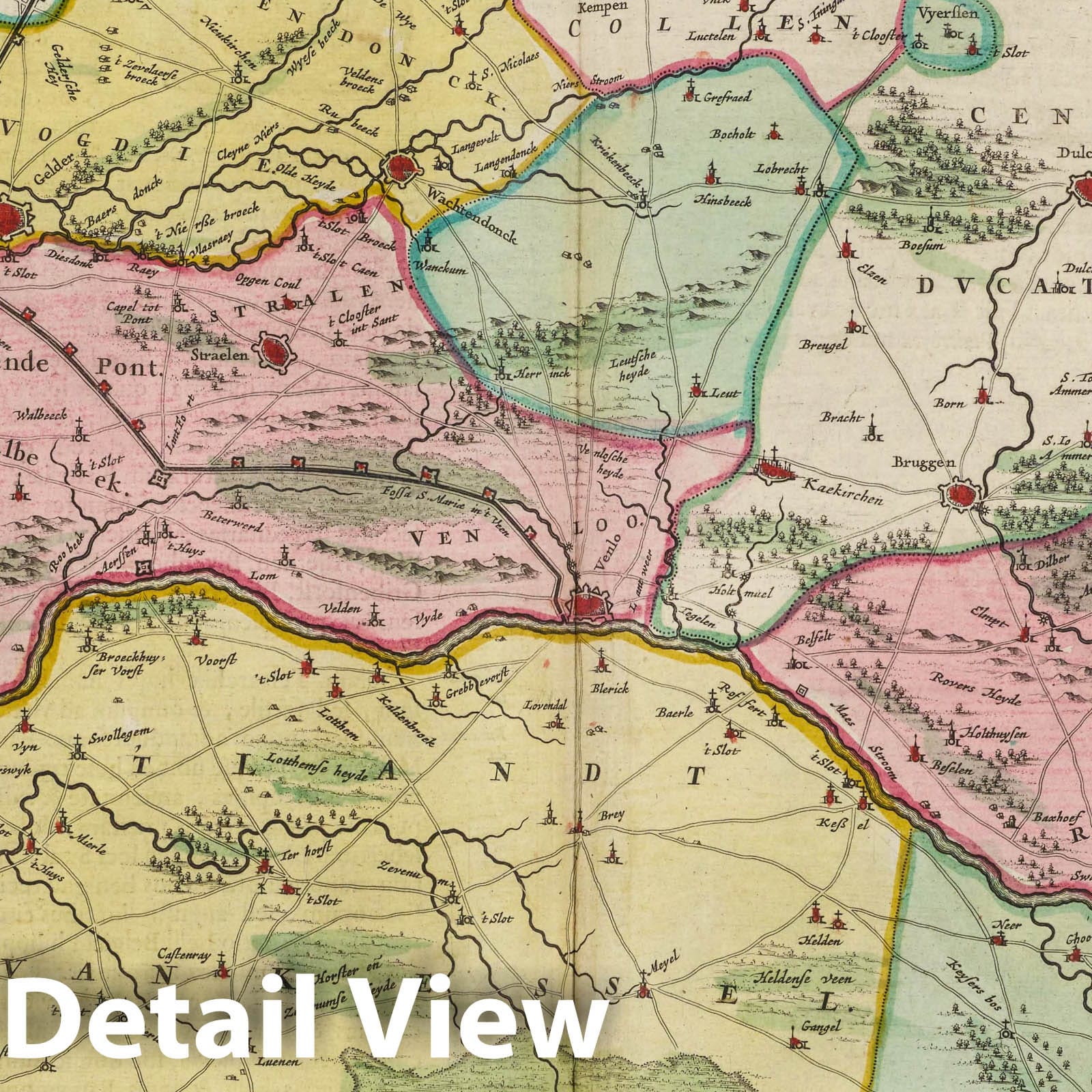 Historic Map : Belgium, Tetrarchia Ducatus Gelriae Rvraemvndensis, 1665 Atlas , Vintage Wall Art