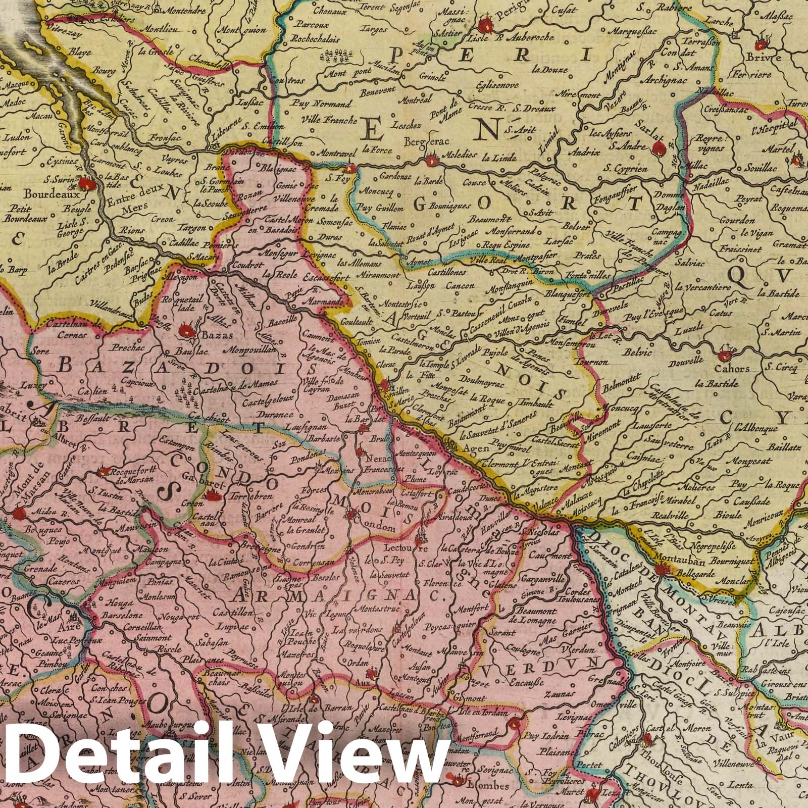 Historic Map : France, Gascogne , France Govvernement De La Gvienna & Gascogne, 1665 Atlas , Vintage Wall Art