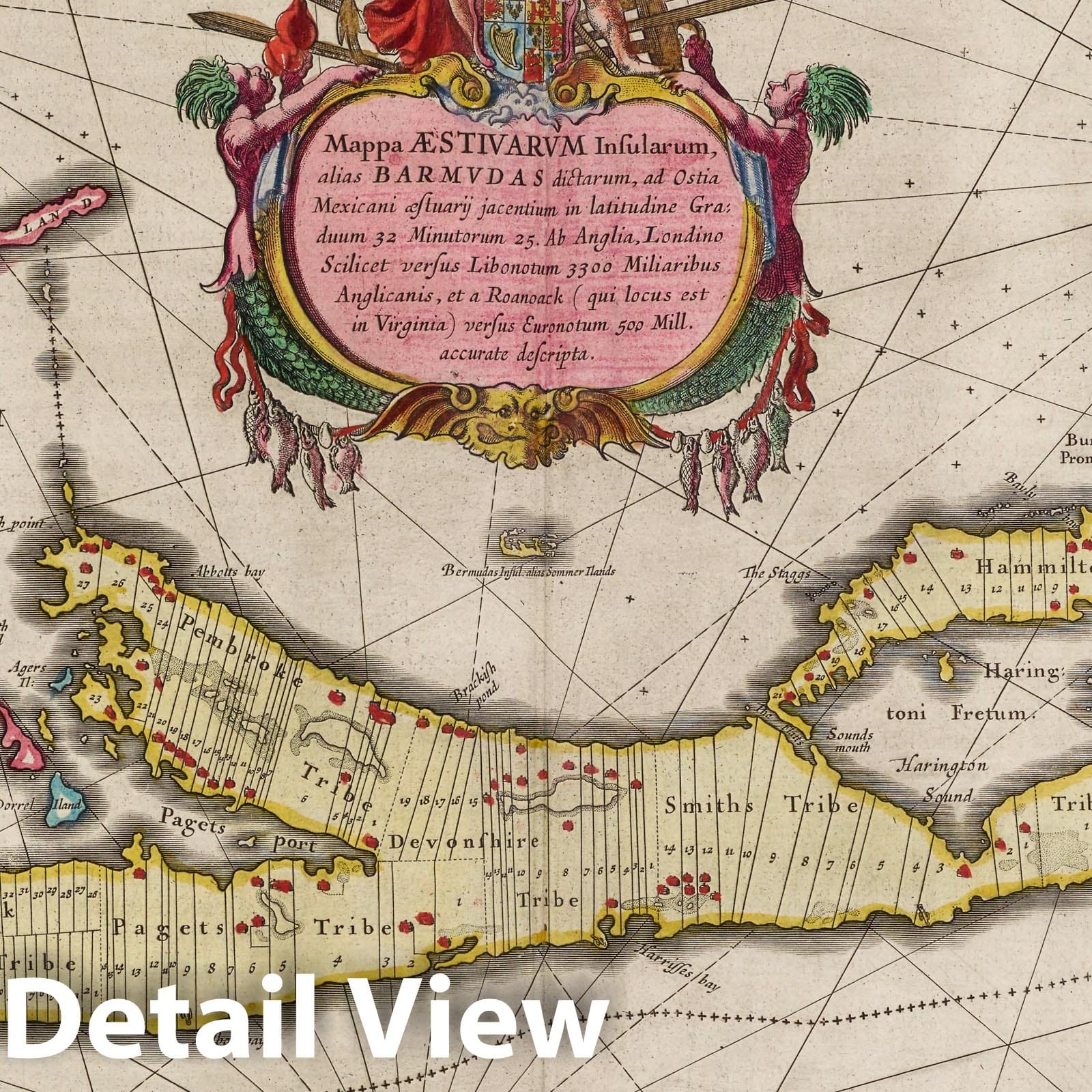 Historic Map : Bermuda, Mappa aestivarum insularum, 1665 Atlas , Vintage Wall Art