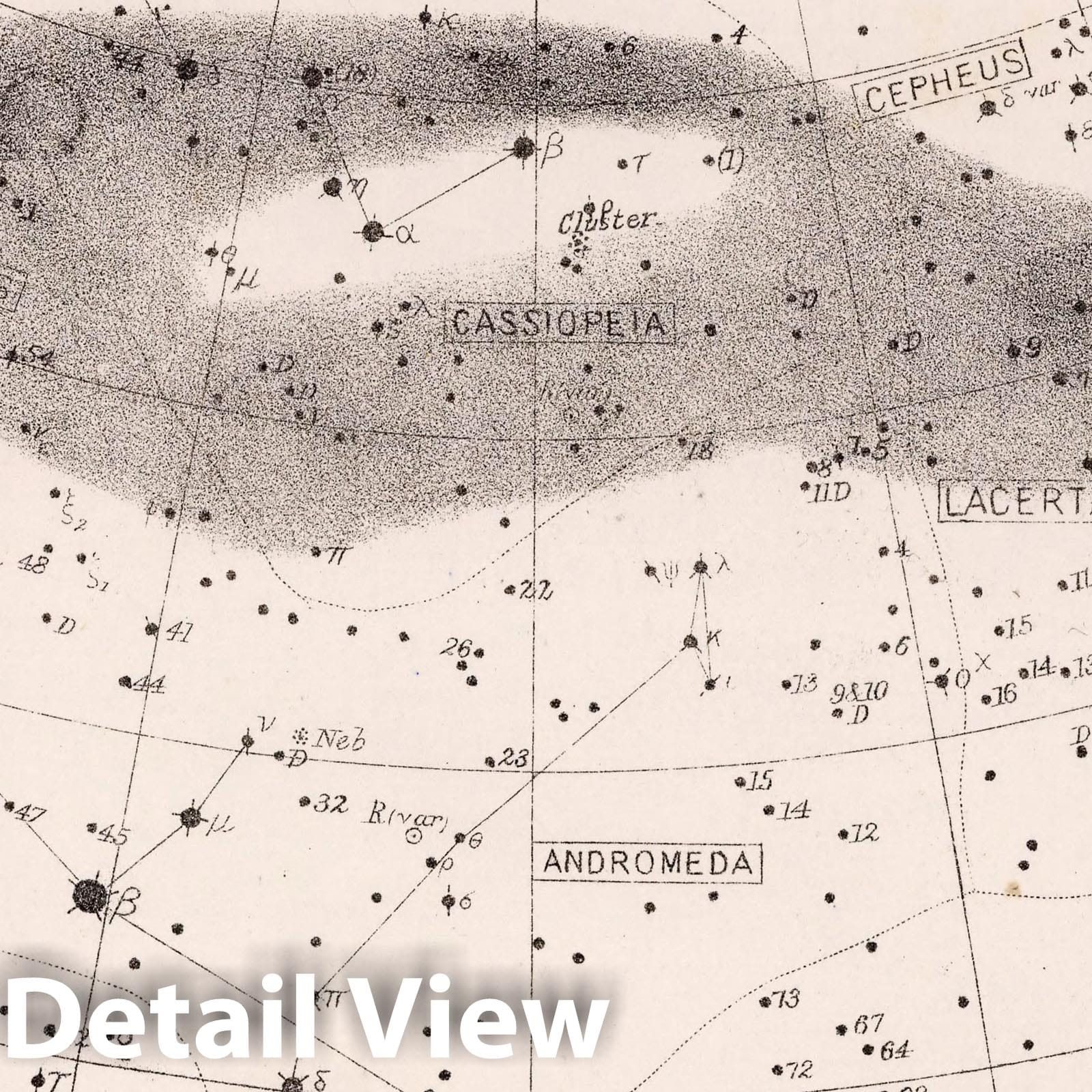 Historic Map : 52. Star Map. from an Atlas of Astronomy, 1892 Celestial Atlas - Vintage Wall Art
