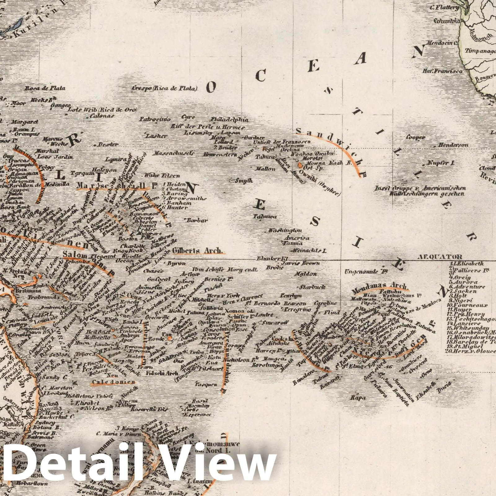 Historic Map : Australia, Pacific Ocean Der Grosse Ocean und Australien 1854, 1854 Atlas , Vintage Wall Art