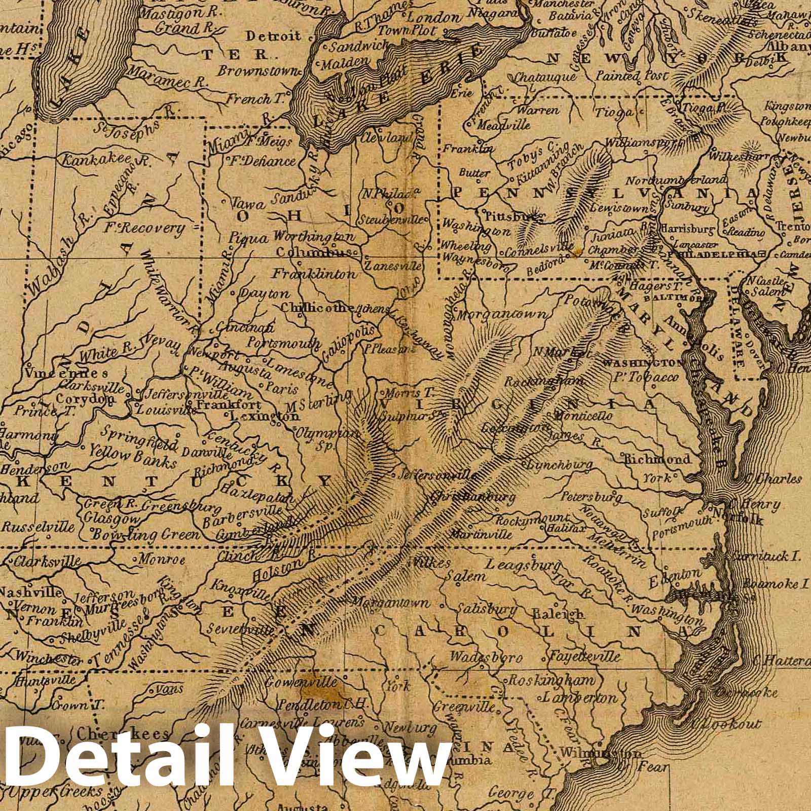 Historic Map : United States. J.G. Melish, del. (Philadelphia: Published by M. Carey & Son, 1825), 1825 Atlas - Vintage Wall Art