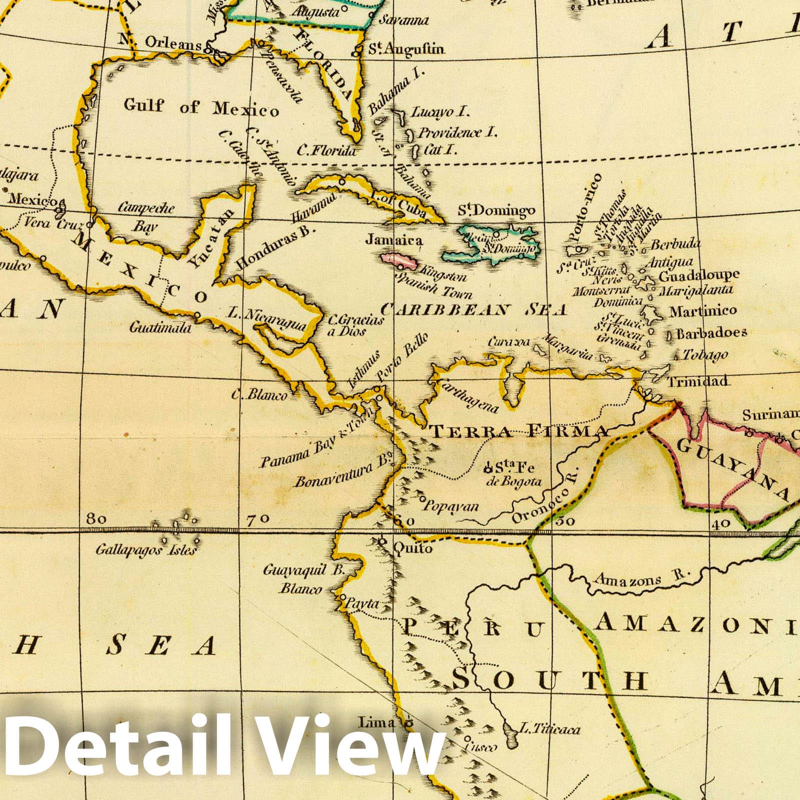 Historic Map : A New map of America. According to The Method of The Abbe Gaultier. by Mr. Wauthier, his Pupil. 1799, 1799 Atlas - Vintage Wall Art