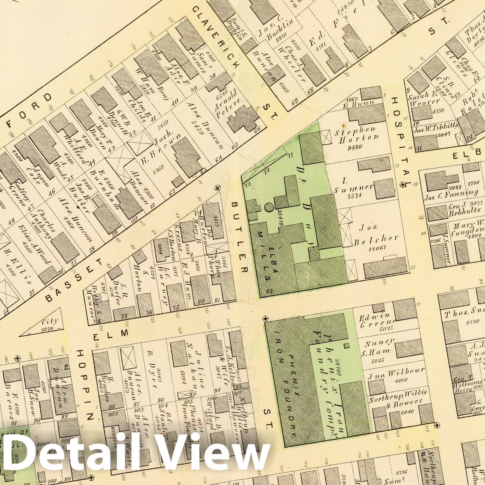 Historic Map : Part of Ward 5, City of Providence. Vol. 2, Plate D, 1875 City Atlas - Vintage Wall Art