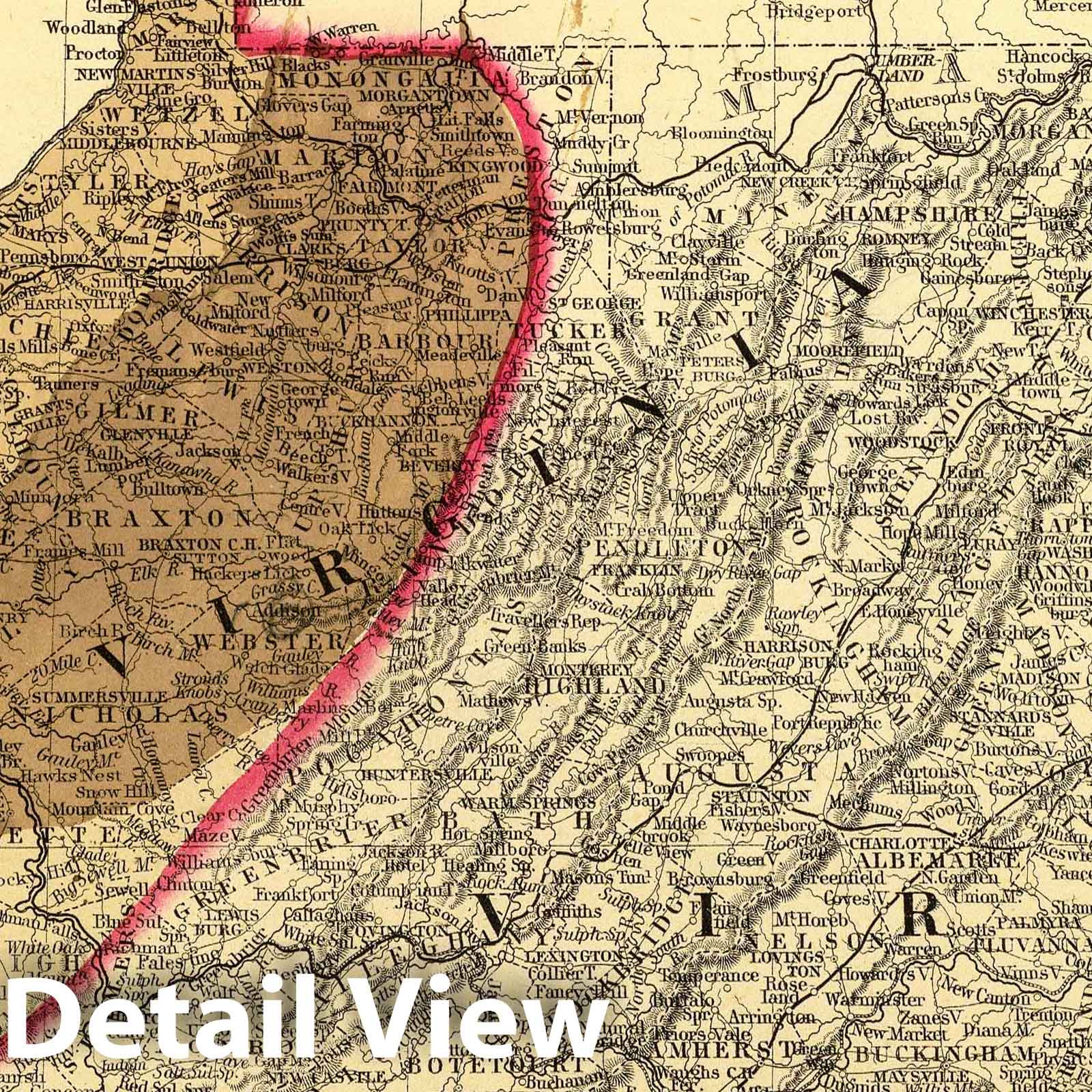 Historic Map : Map Showing The Coal Fields of West Virginia. Drawn & eng. by W.H. Gamble, Phila, 1873 Atlas - Vintage Wall Art