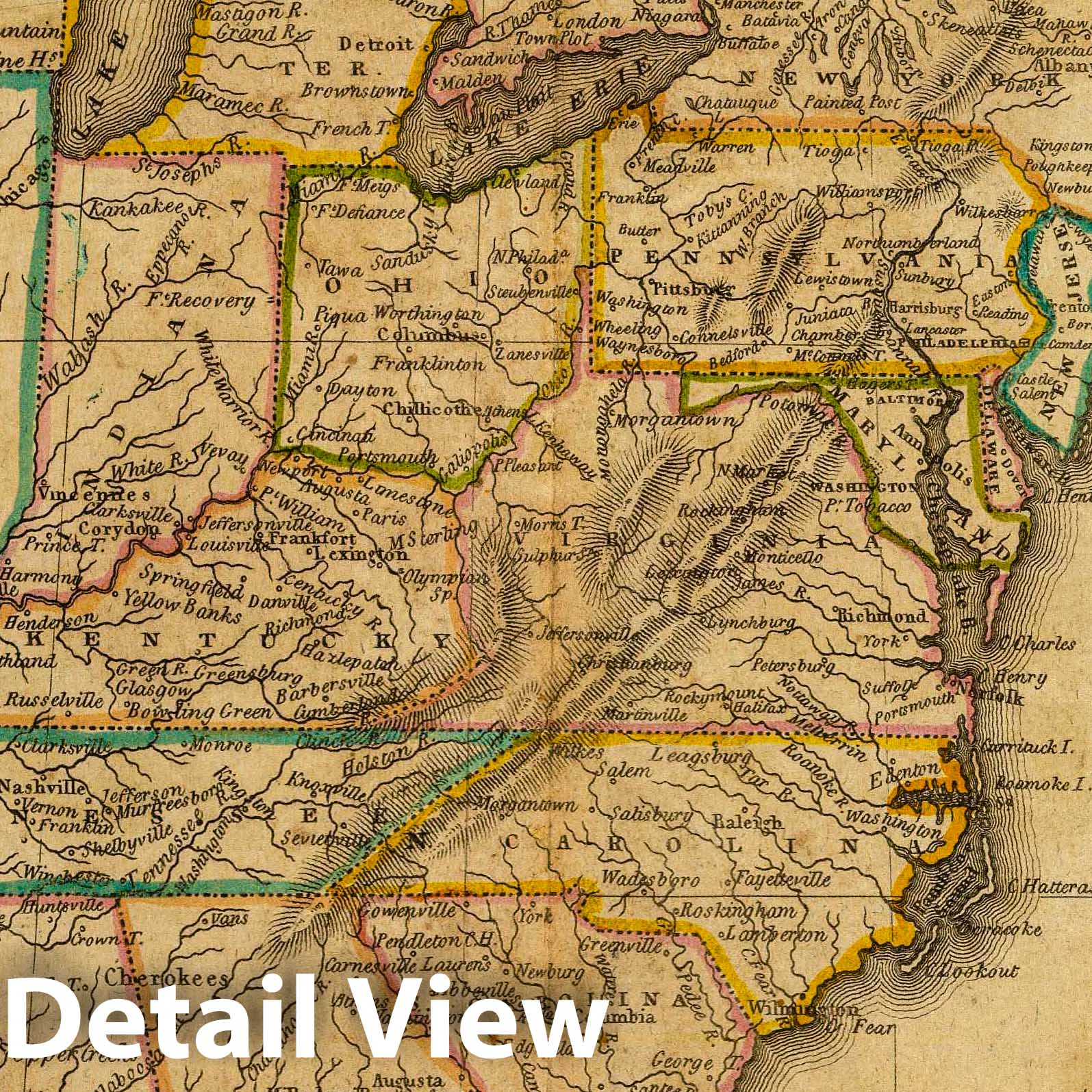 Historic Map : United States. J.G. Melish del. (Philadelphia: Published by M. Carey & Son, 1820), 1820 Atlas - Vintage Wall Art