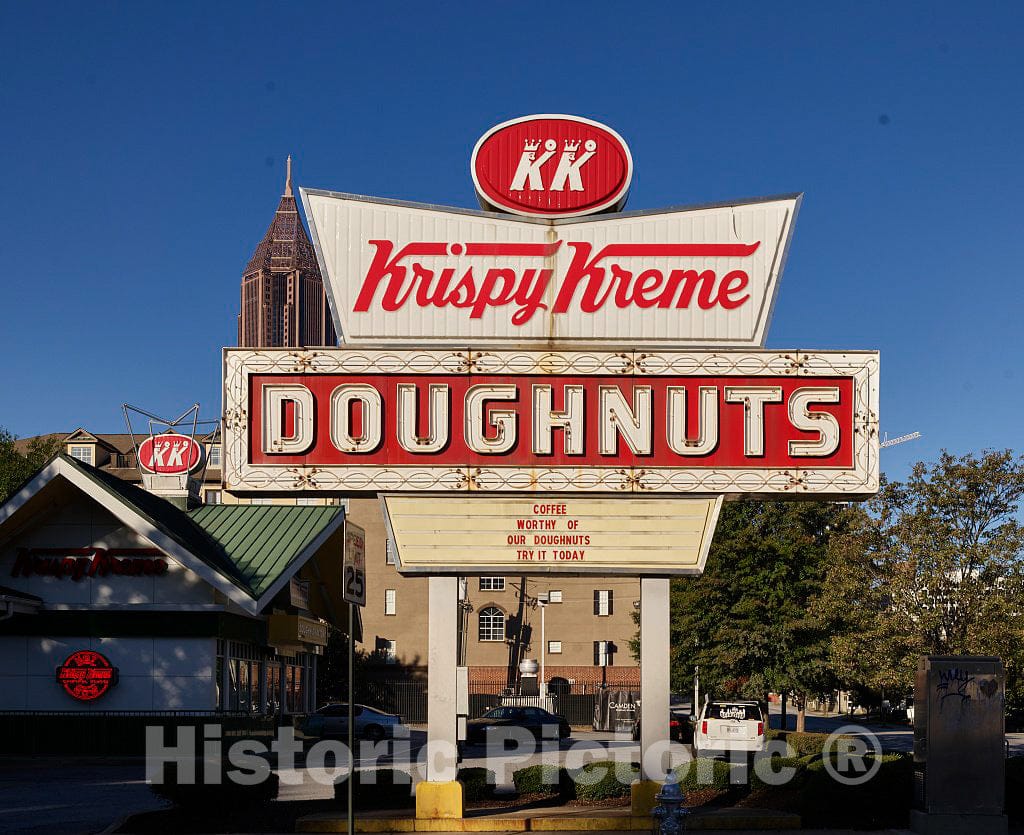 Photo - Sign for the neighborhood Krispy Kreme donut shop in