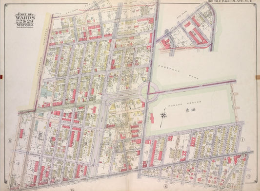 Historic Map - 1916 Brooklyn, Vol. 2, Double Page Plate No. 11; Part of Wards 22, 29, Section 16
