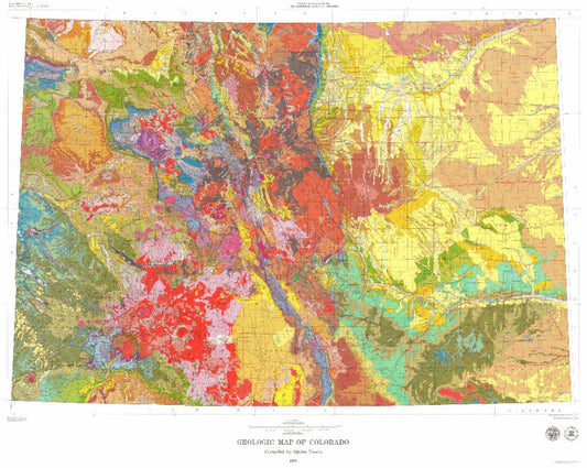 Map : Geologic map of Colorado, 1979 Cartography Wall Art :