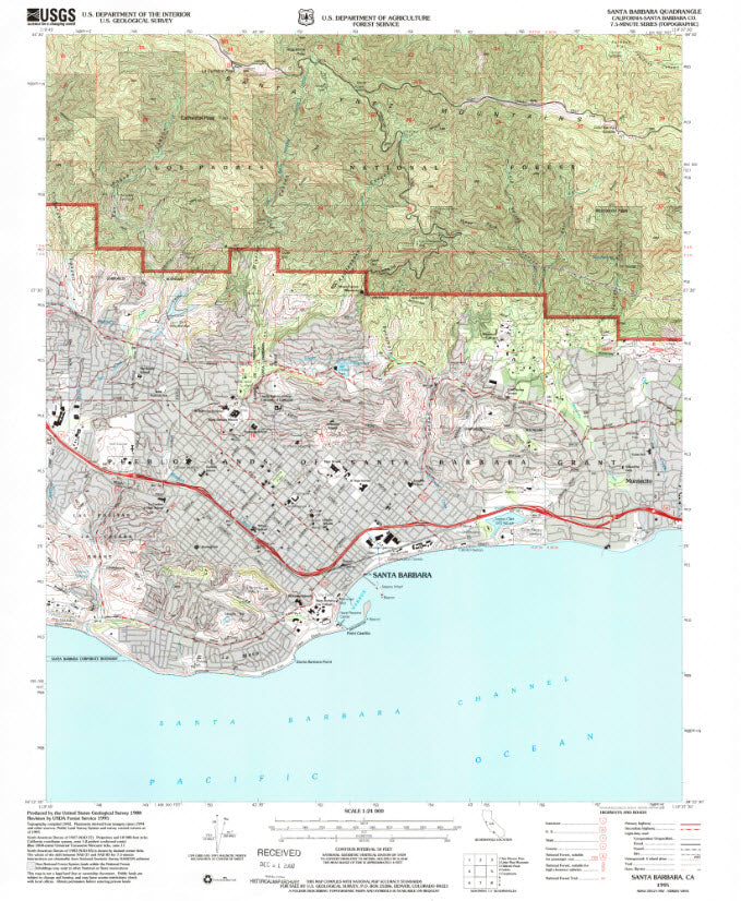 1995 Santa Barbara, CA  - California - USGS Topographic Map