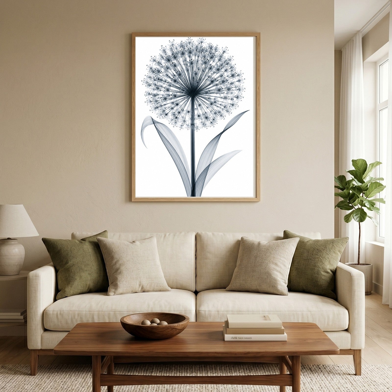 Giant Allium X-Ray Botanical Art Print | Allium giganteum | Scientific Floral Wall Art