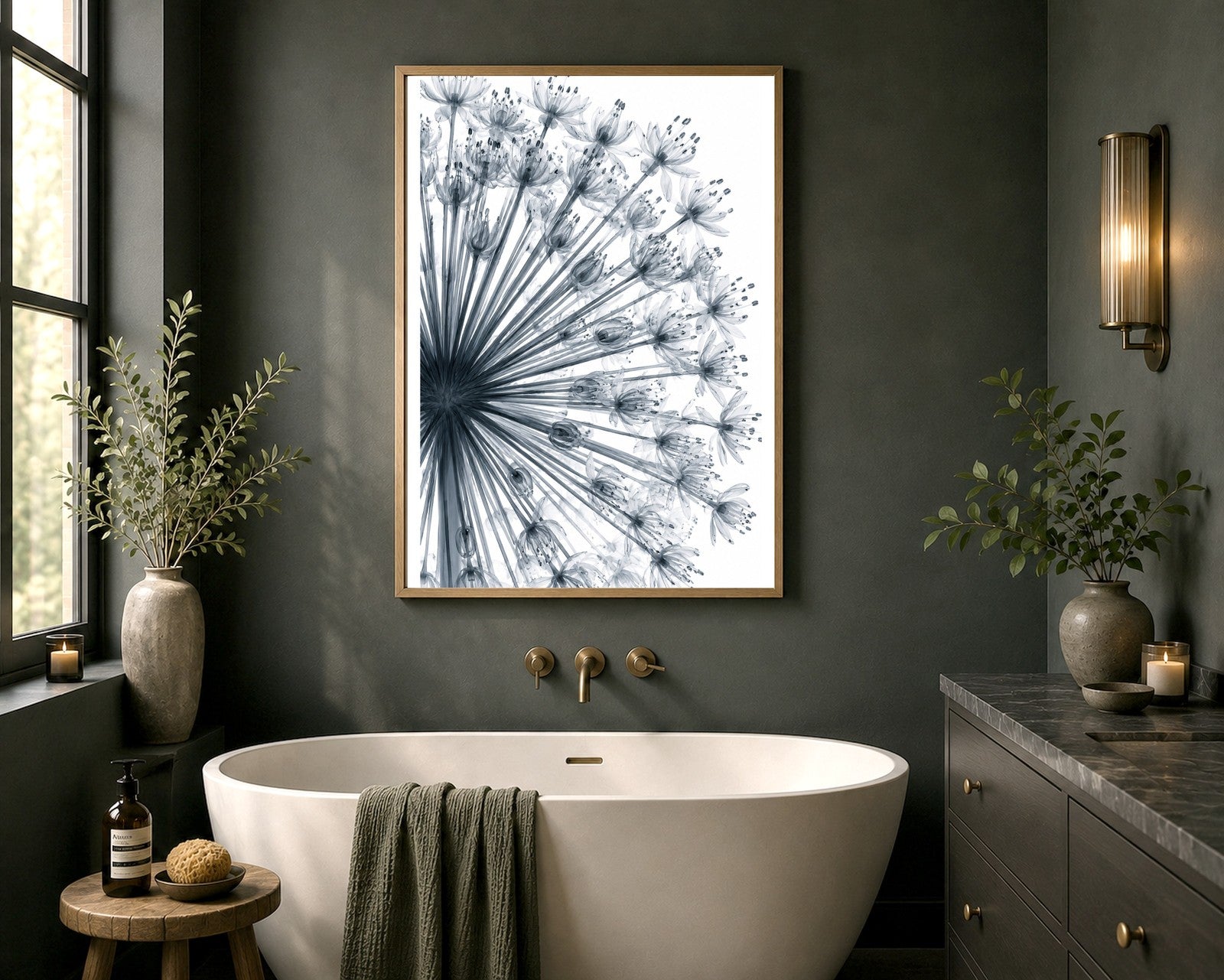 Giant Allium Close-Up X-Ray Botanical Art Print | Allium giganteum | Scientific Floral Wall Art