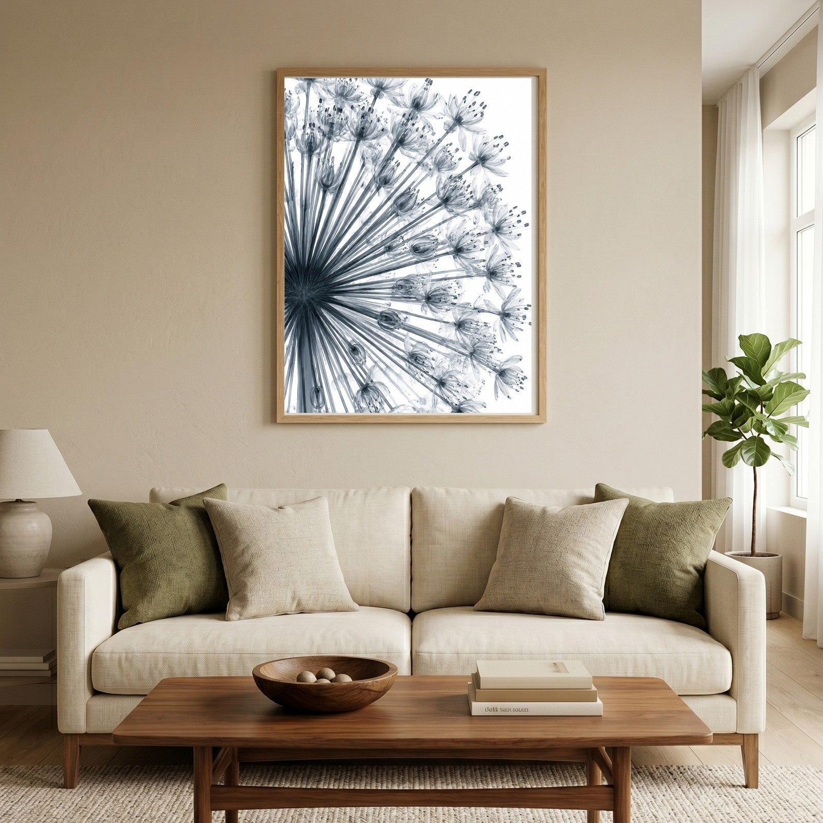 Giant Allium Close-Up X-Ray Botanical Art Print | Allium giganteum | Scientific Floral Wall Art