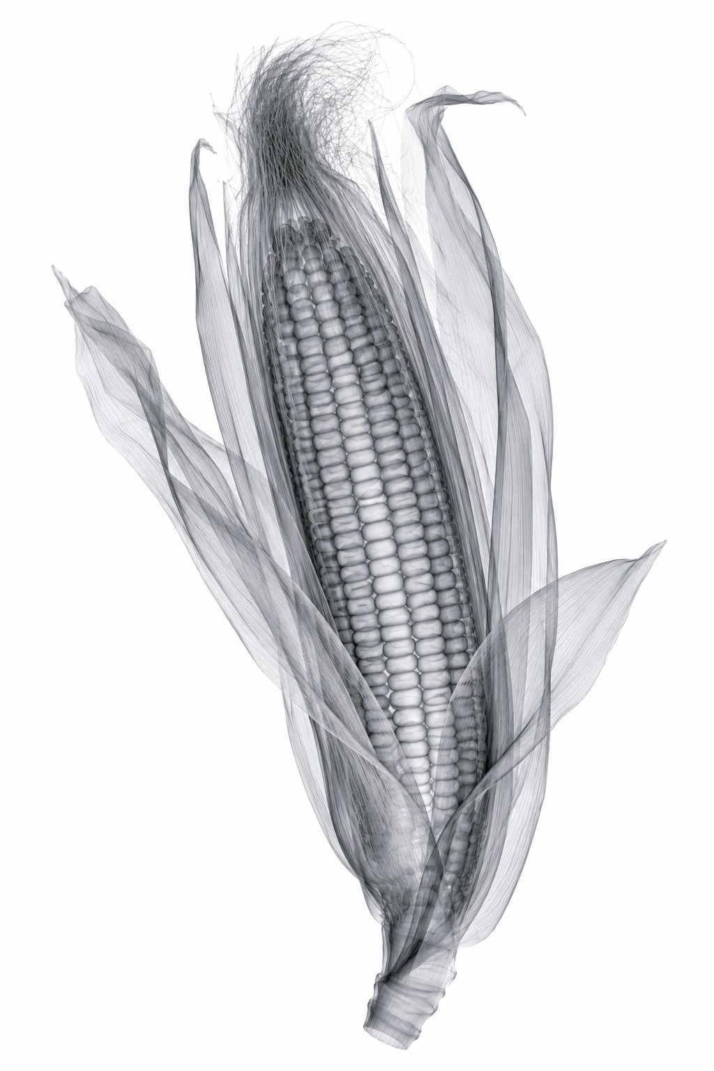 Corn Ear X-Ray Botanical Art Print | Zea mays | Scientific Floral Wall Art