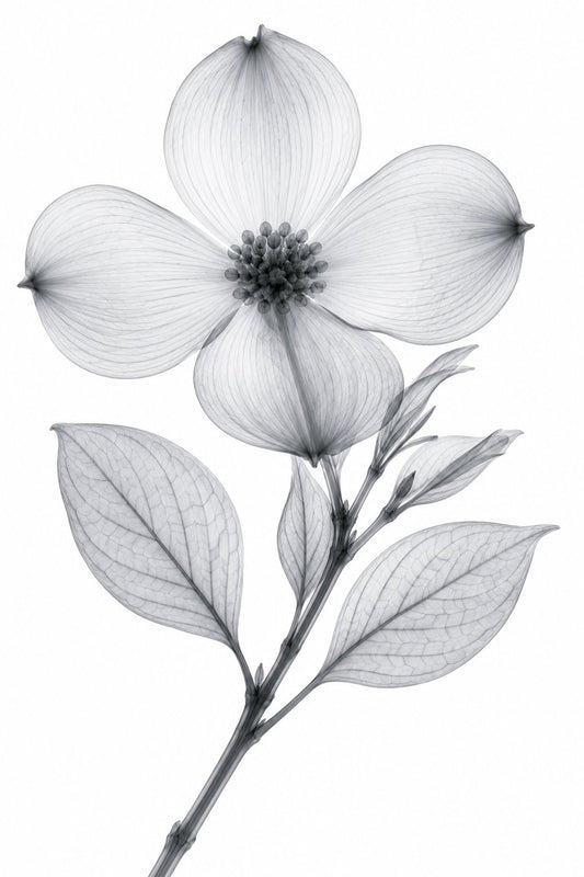 Flowering Dogwood X-Ray Botanical Art Print | Cornus florida | Scientific Floral Wall Art