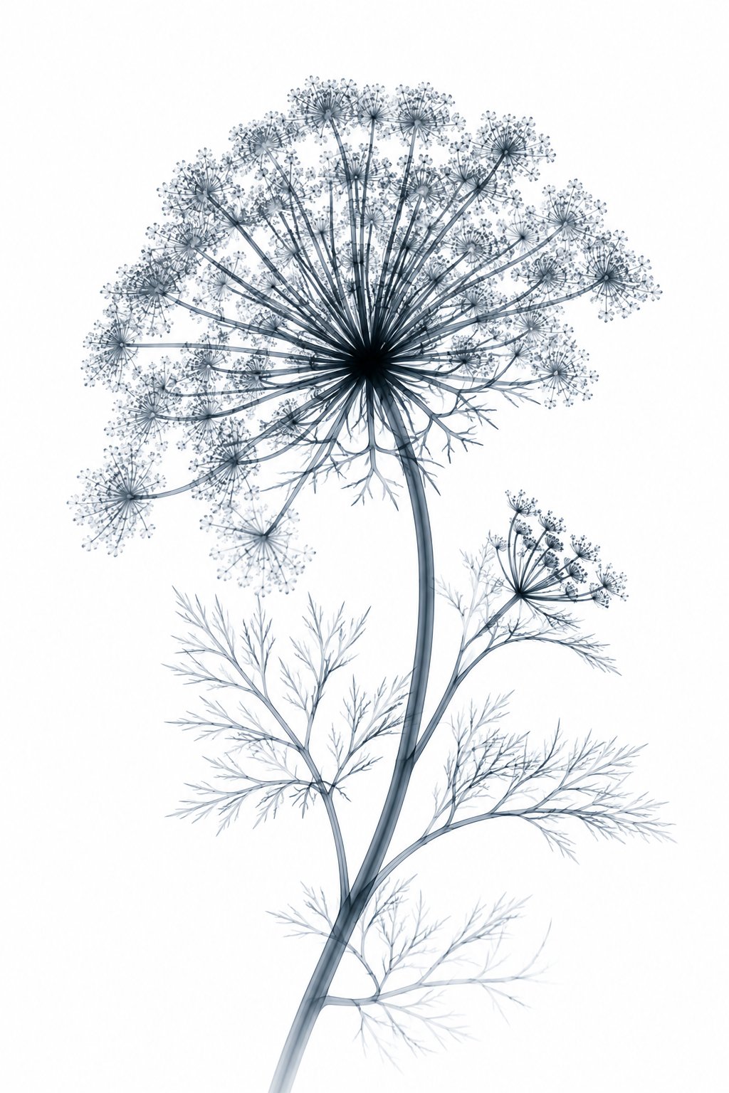 Wild Carrot X-Ray Botanical Art Print | Daucus carota | Scientific Floral Wall Art