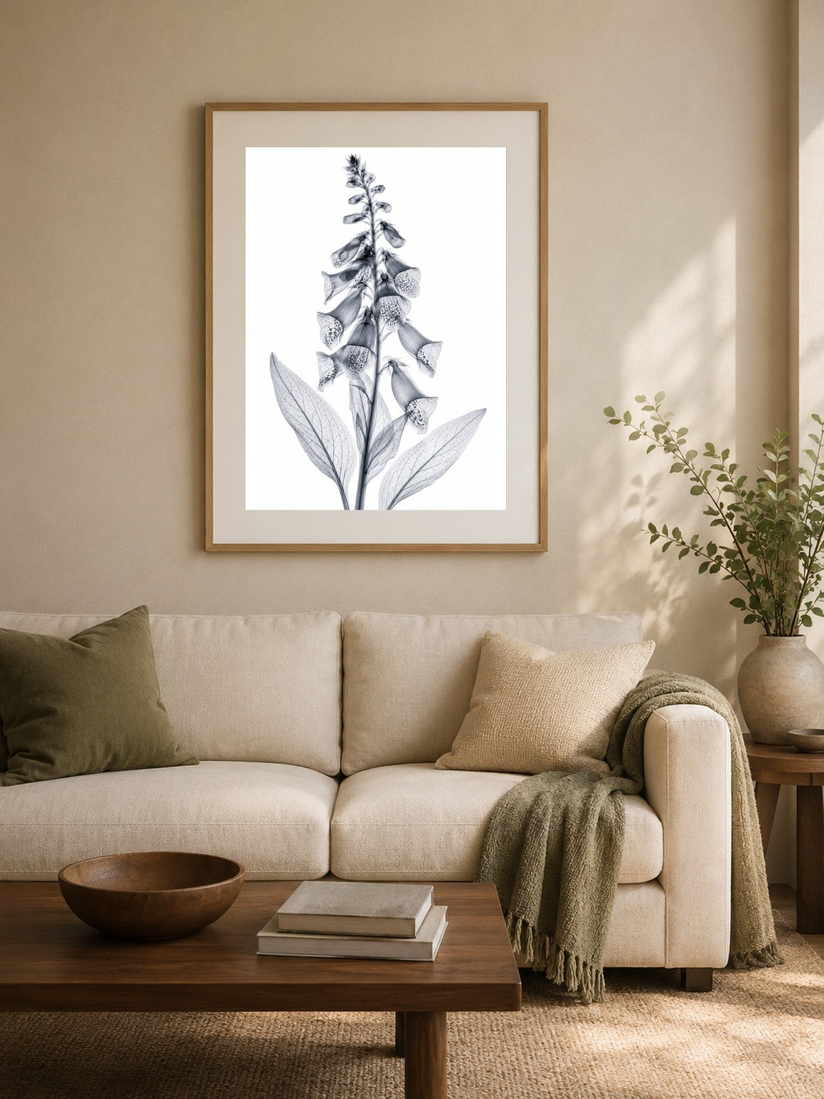 Foxglove II X-Ray Botanical Art Print | Digitalis purpurea | Scientific Floral Wall Art