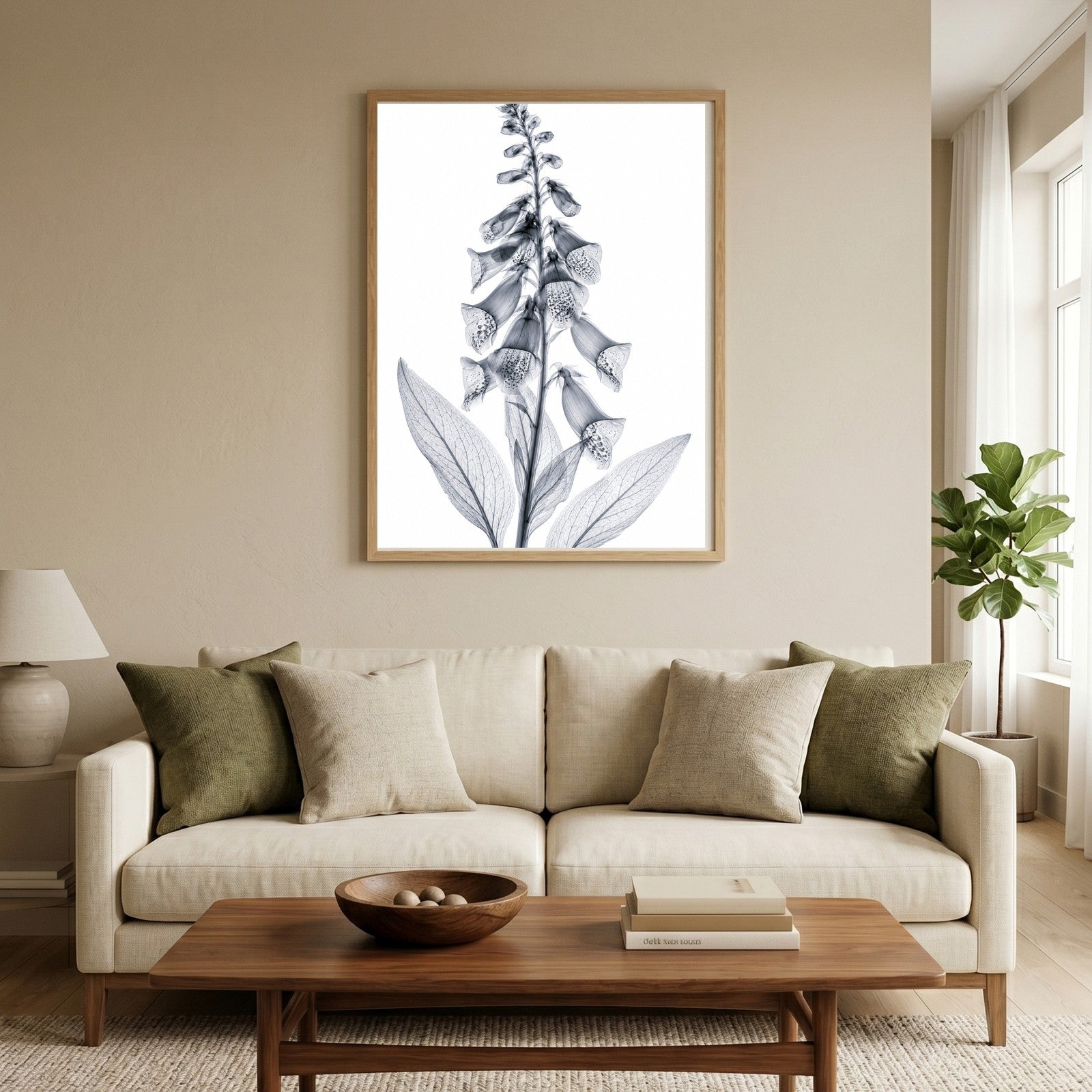 Foxglove II X-Ray Botanical Art Print | Digitalis purpurea | Scientific Floral Wall Art