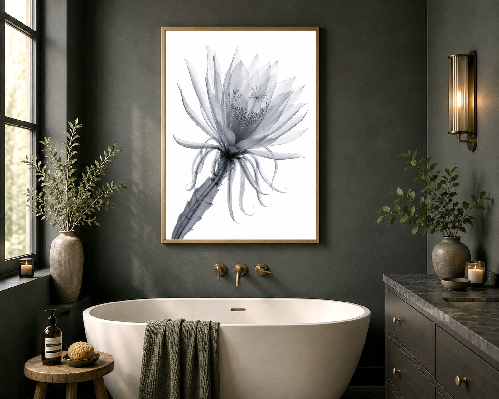 Queen of the Night Close-Up X-Ray Botanical Art Print | Epiphyllum oxypetalum | Scientific Floral Wall Art