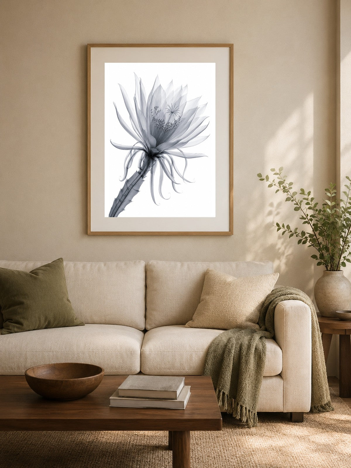 Queen of the Night Close-Up X-Ray Botanical Art Print | Epiphyllum oxypetalum | Scientific Floral Wall Art