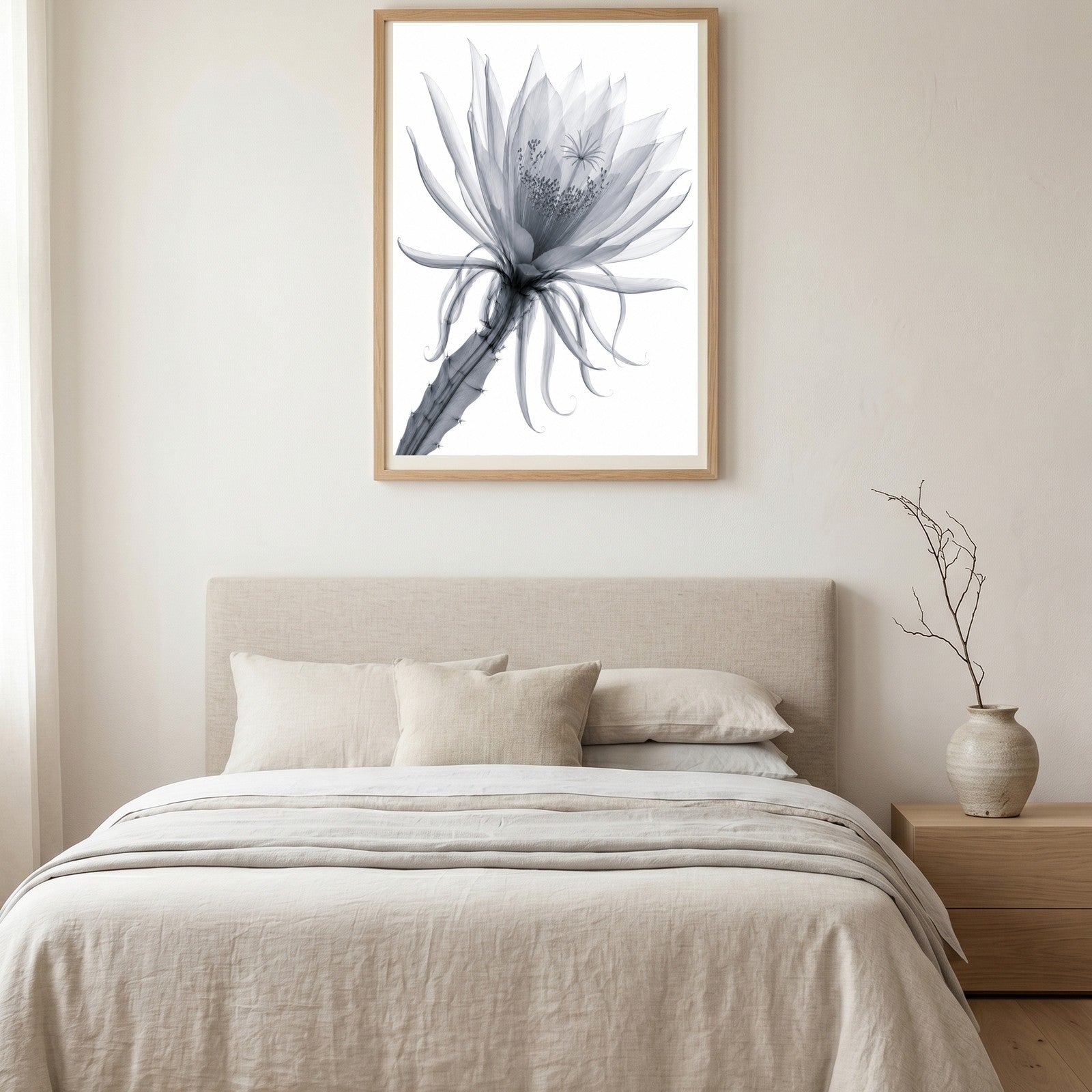 Queen of the Night Close-Up X-Ray Botanical Art Print | Epiphyllum oxypetalum | Scientific Floral Wall Art