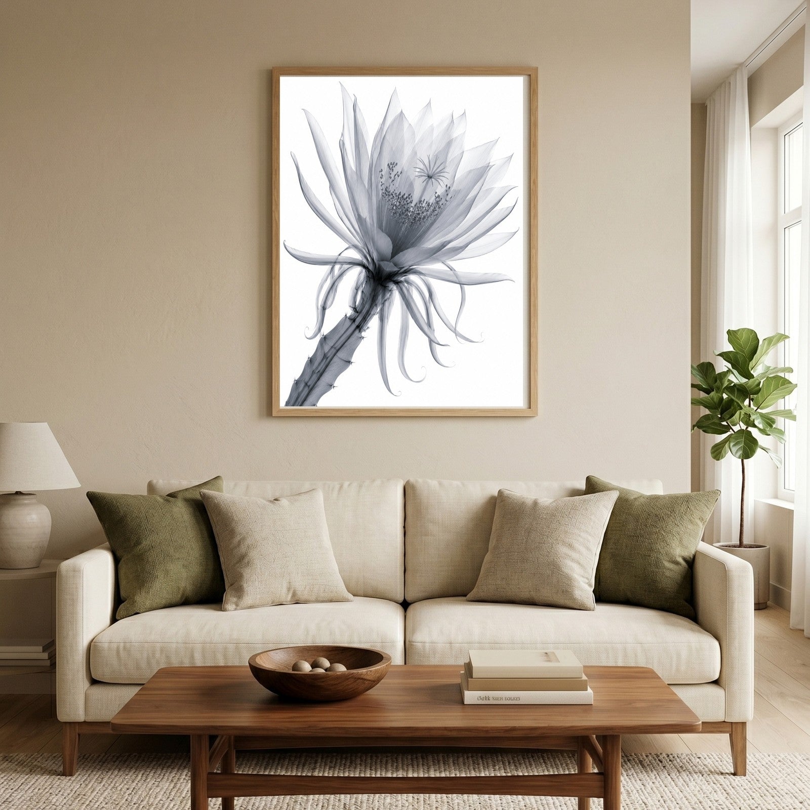 Queen of the Night Close-Up X-Ray Botanical Art Print | Epiphyllum oxypetalum | Scientific Floral Wall Art