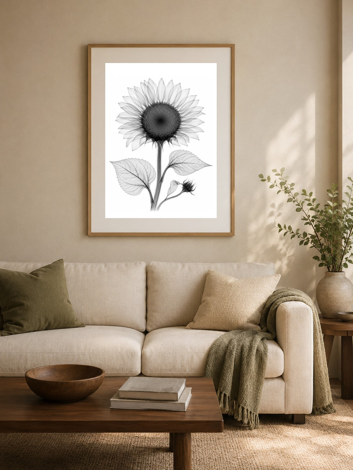 Sunflower X-Ray Botanical Art Print | Helianthus annuus | Scientific Floral Wall Art