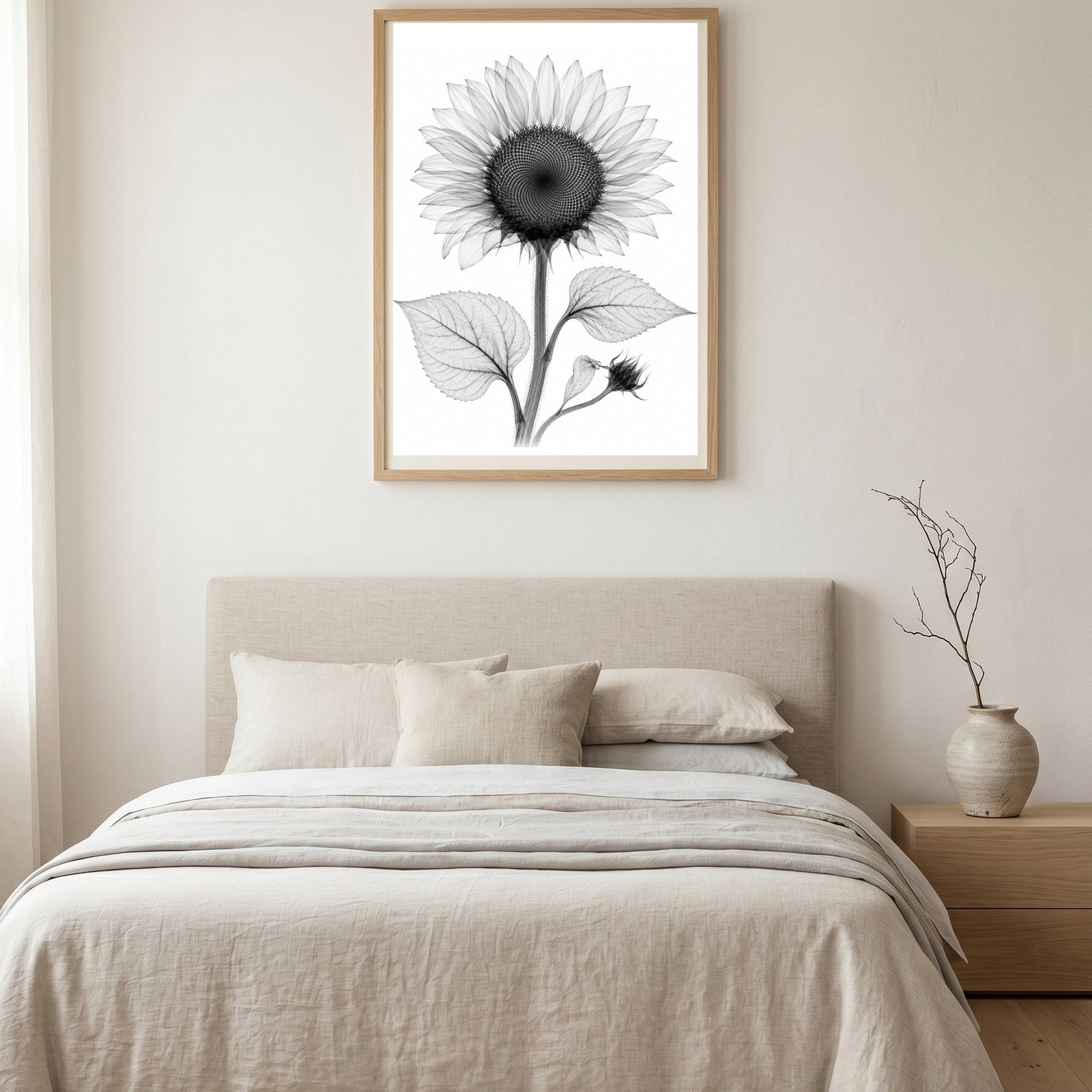 Sunflower X-Ray Botanical Art Print | Helianthus annuus | Scientific Floral Wall Art