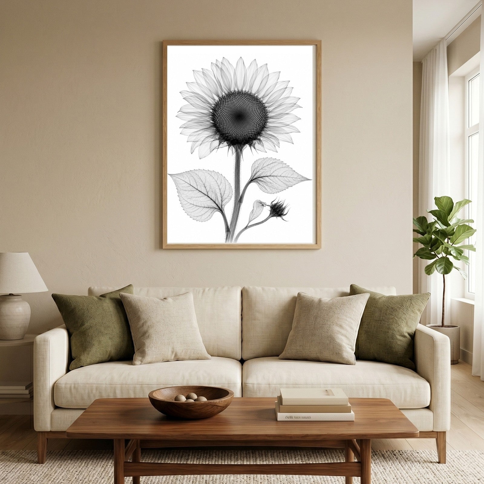 Sunflower X-Ray Botanical Art Print | Helianthus annuus | Scientific Floral Wall Art