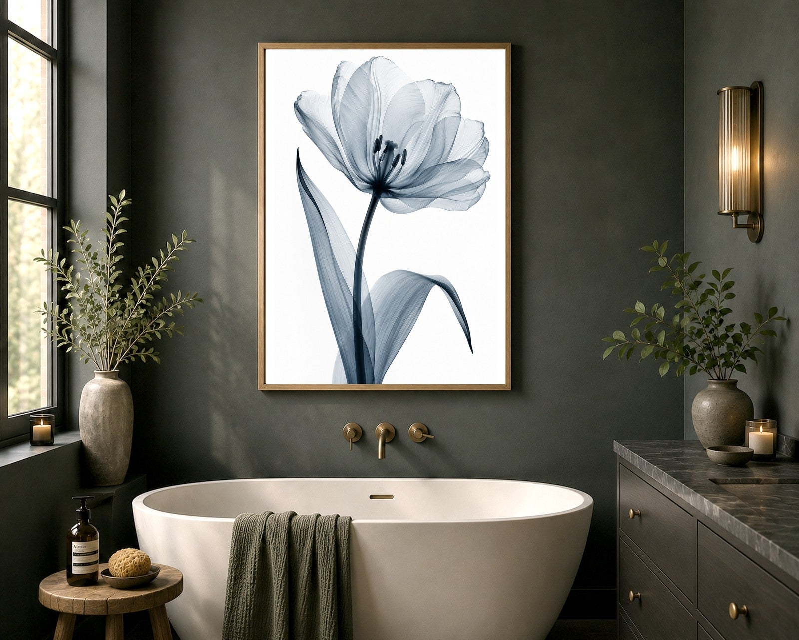 Garden Tulip X-Ray Botanical Art Print | Tulipa gesneriana | Scientific Floral Wall Art