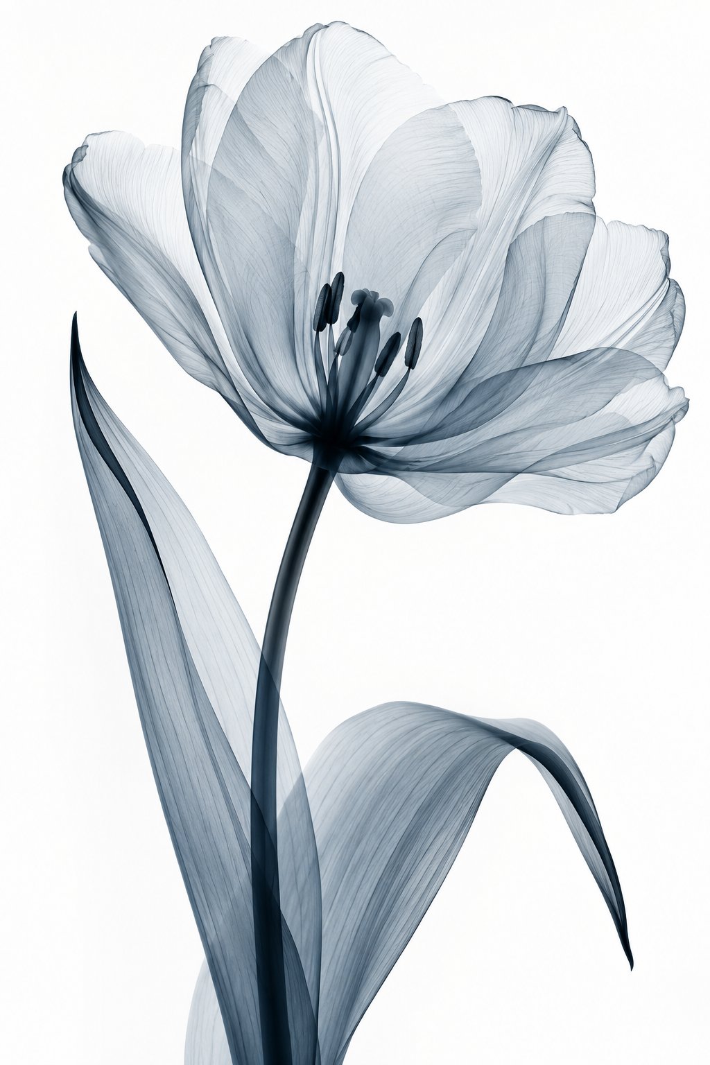 Garden Tulip X-Ray Botanical Art Print | Tulipa gesneriana | Scientific Floral Wall Art