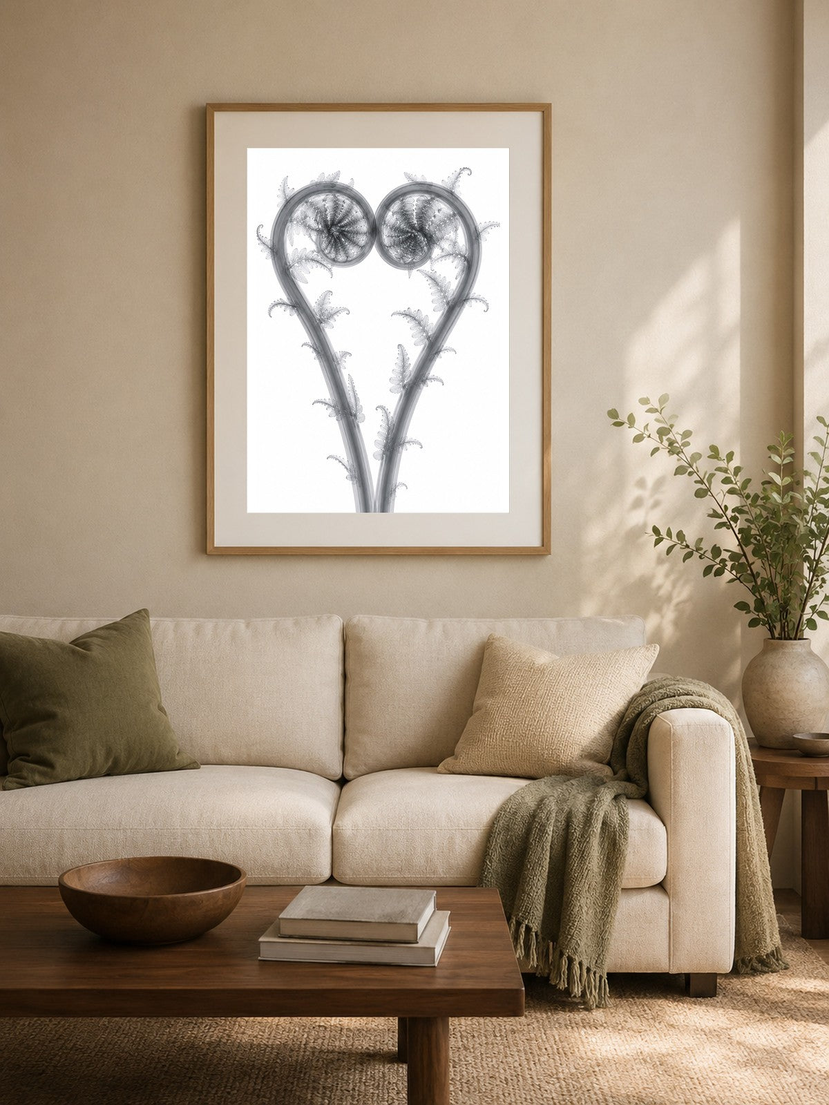 Eternal Embrace Fiddlehead X-Ray Style Art Print | Polystichum munitum Botanical Wall Decor | Portrait Black & White Fine Art | Museum Style Fine Art