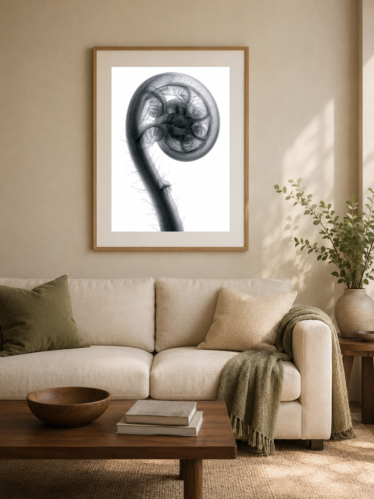 Fiddlehead Fern X-Ray Botanical Art Print | Matteuccia struthiopteris | Scientific Floral Wall Art