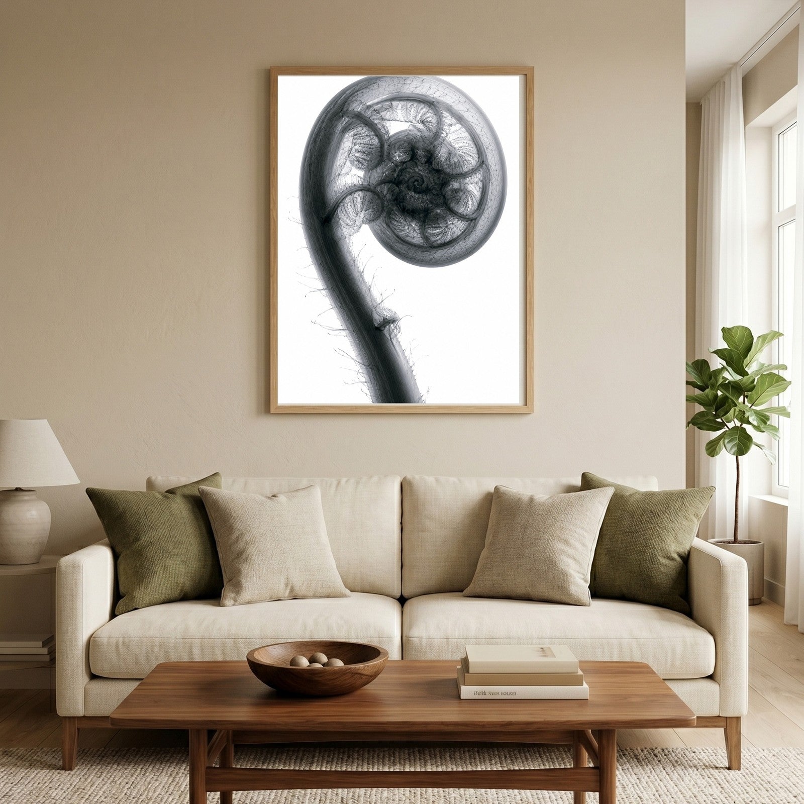 Fiddlehead Fern X-Ray Botanical Art Print | Matteuccia struthiopteris | Scientific Floral Wall Art